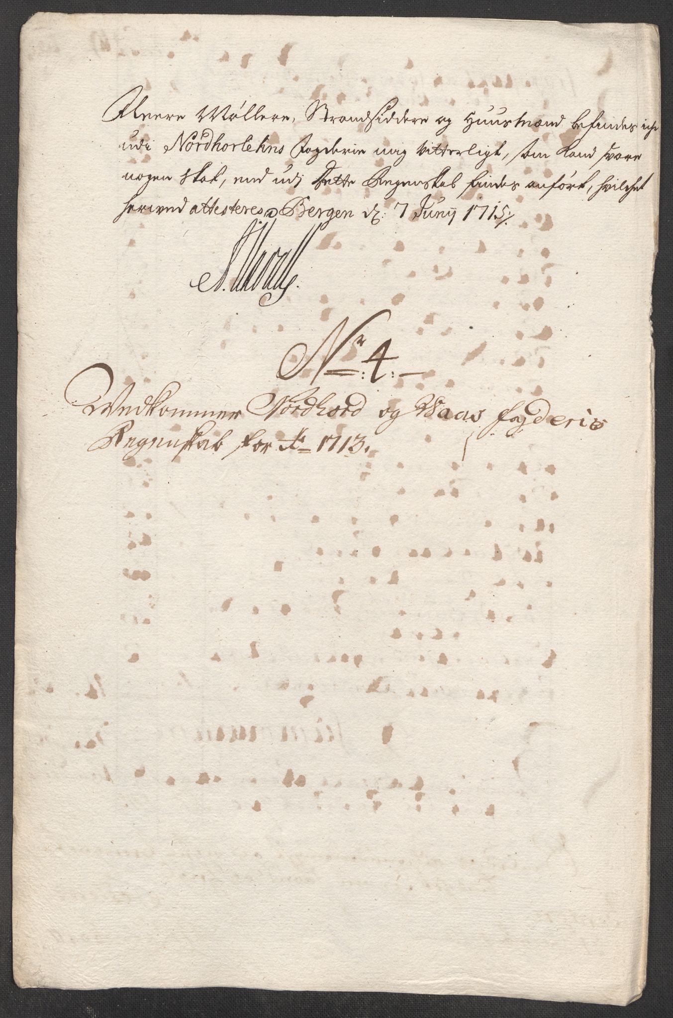 Rentekammeret inntil 1814, Reviderte regnskaper, Fogderegnskap, AV/RA-EA-4092/R51/L3195: Fogderegnskap Nordhordland og Voss, 1713, p. 168