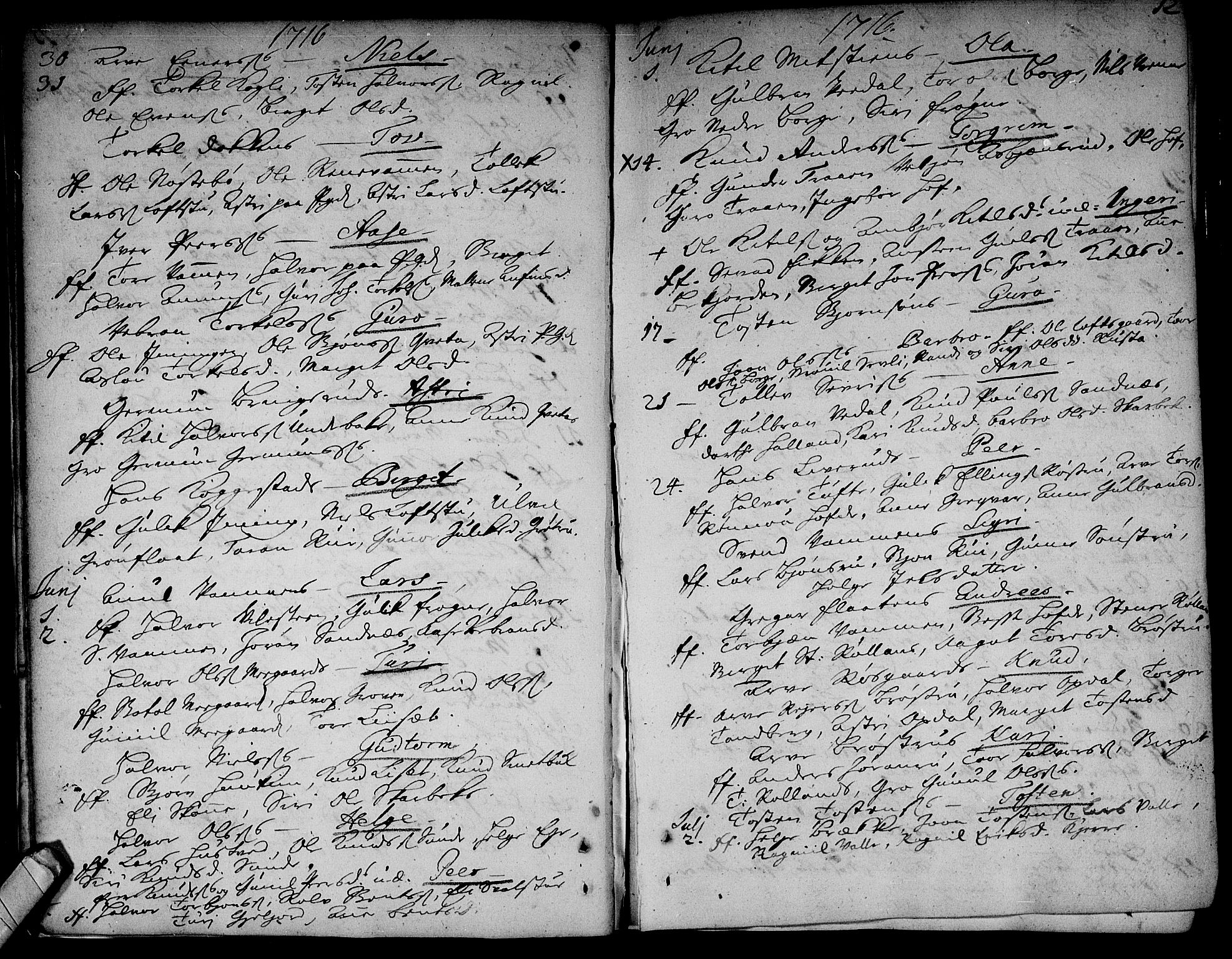 Rollag kirkebøker, SAKO/A-240/F/Fa/L0002: Parish register (official) no. I 2, 1714-1742, p. 12