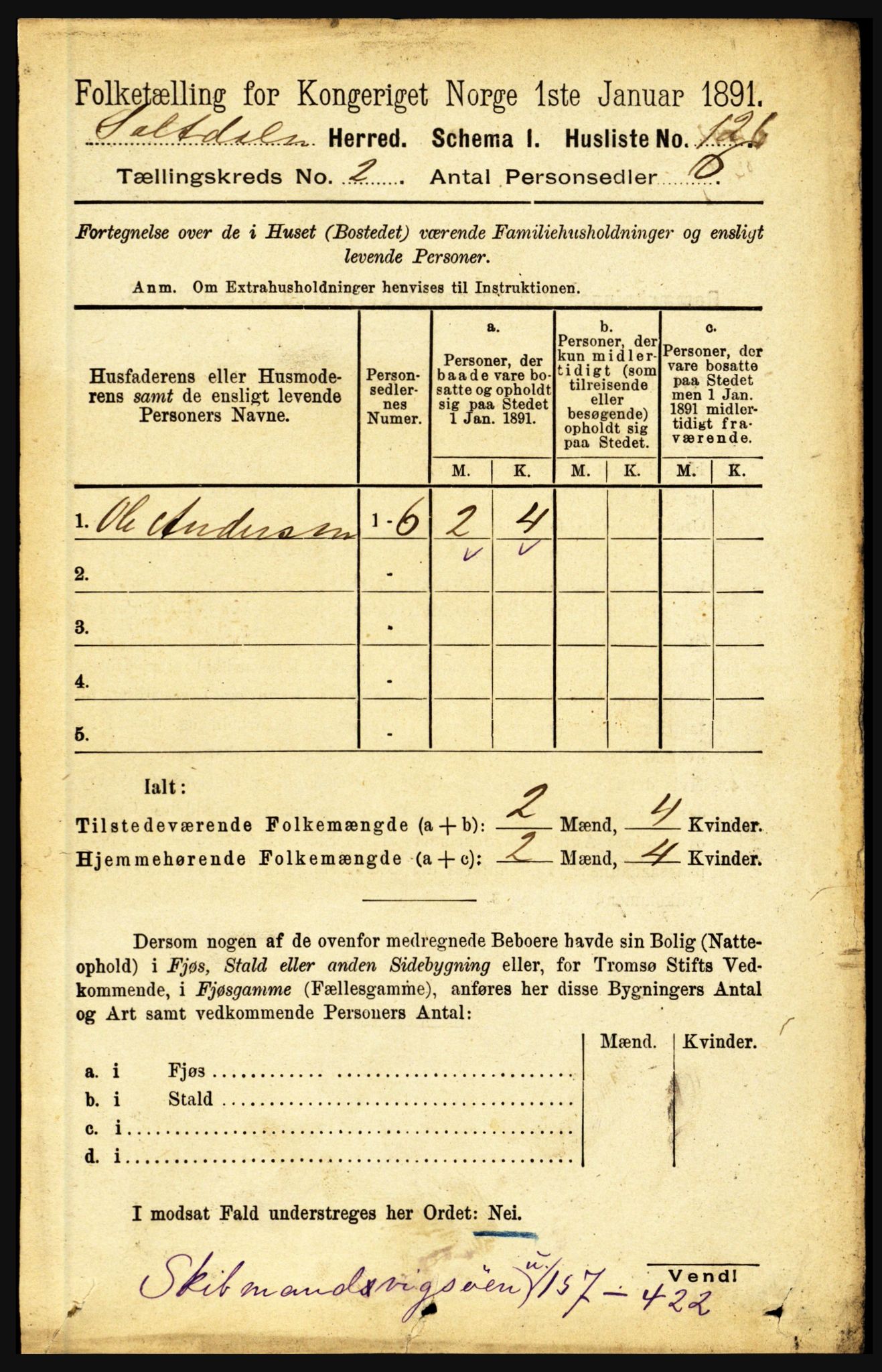 RA, 1891 census for 1840 Saltdal, 1891, p. 668