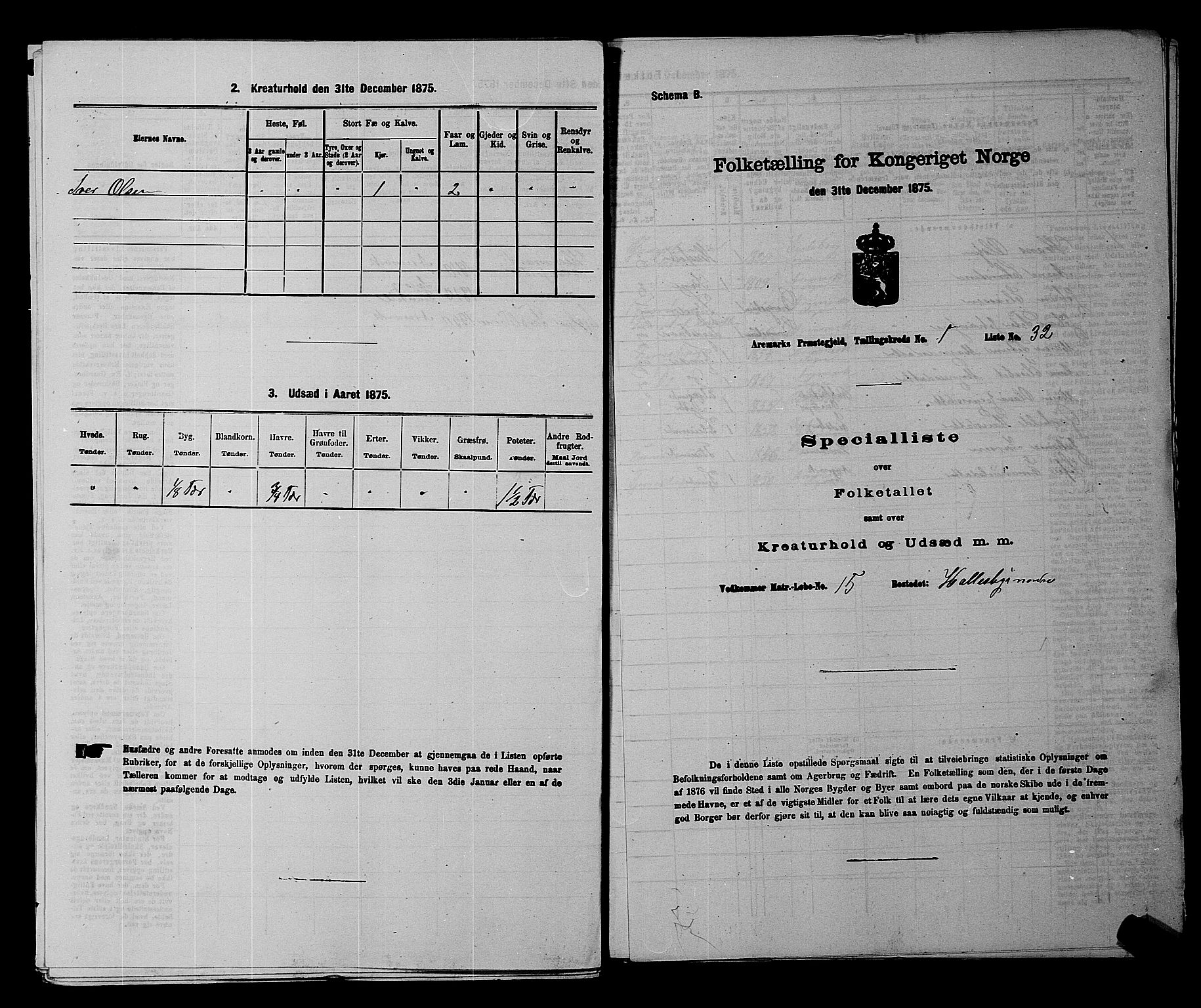 RA, 1875 census for 0118P Aremark, 1875, p. 173