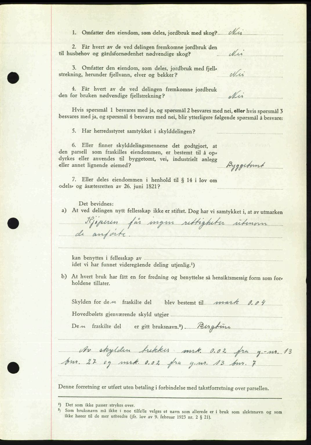 Romsdal sorenskriveri, AV/SAT-A-4149/1/2/2C: Mortgage book no. A23, 1947-1947, Diary no: : 1537/1947