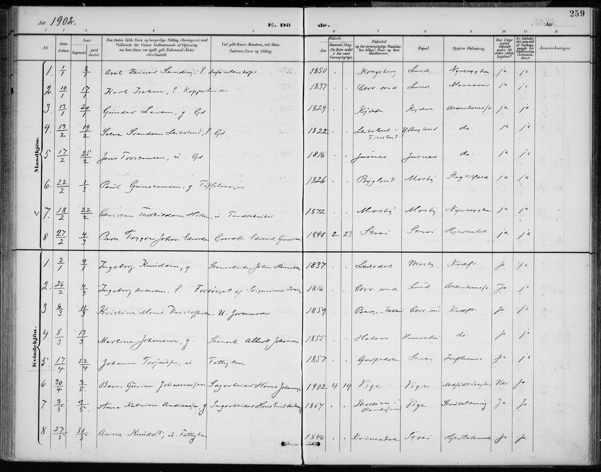 Oddernes sokneprestkontor, SAK/1111-0033/F/Fa/Faa/L0010: Parish register (official) no. A 10, 1897-1911, p. 259