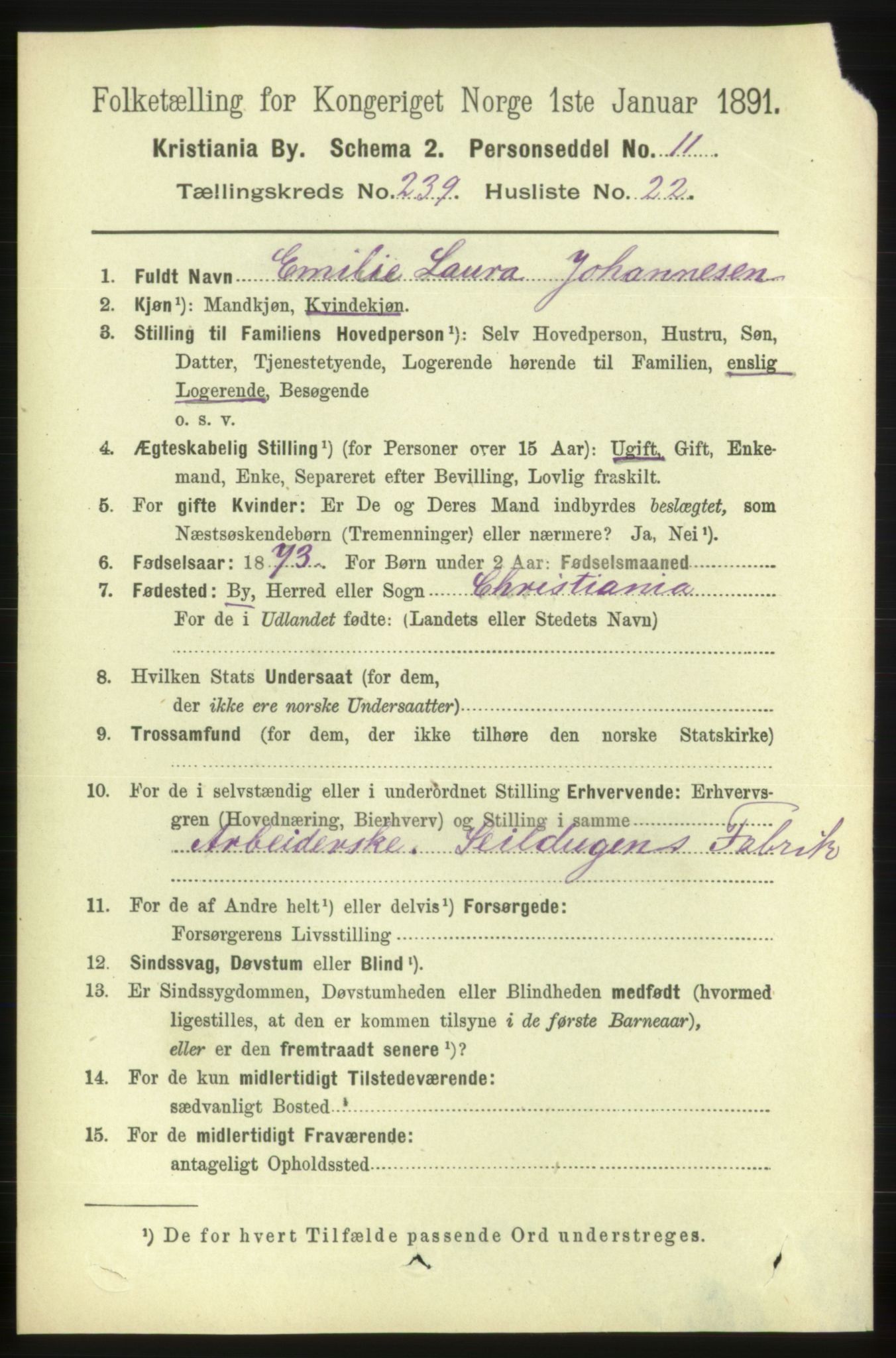 RA, 1891 census for 0301 Kristiania, 1891, p. 145819