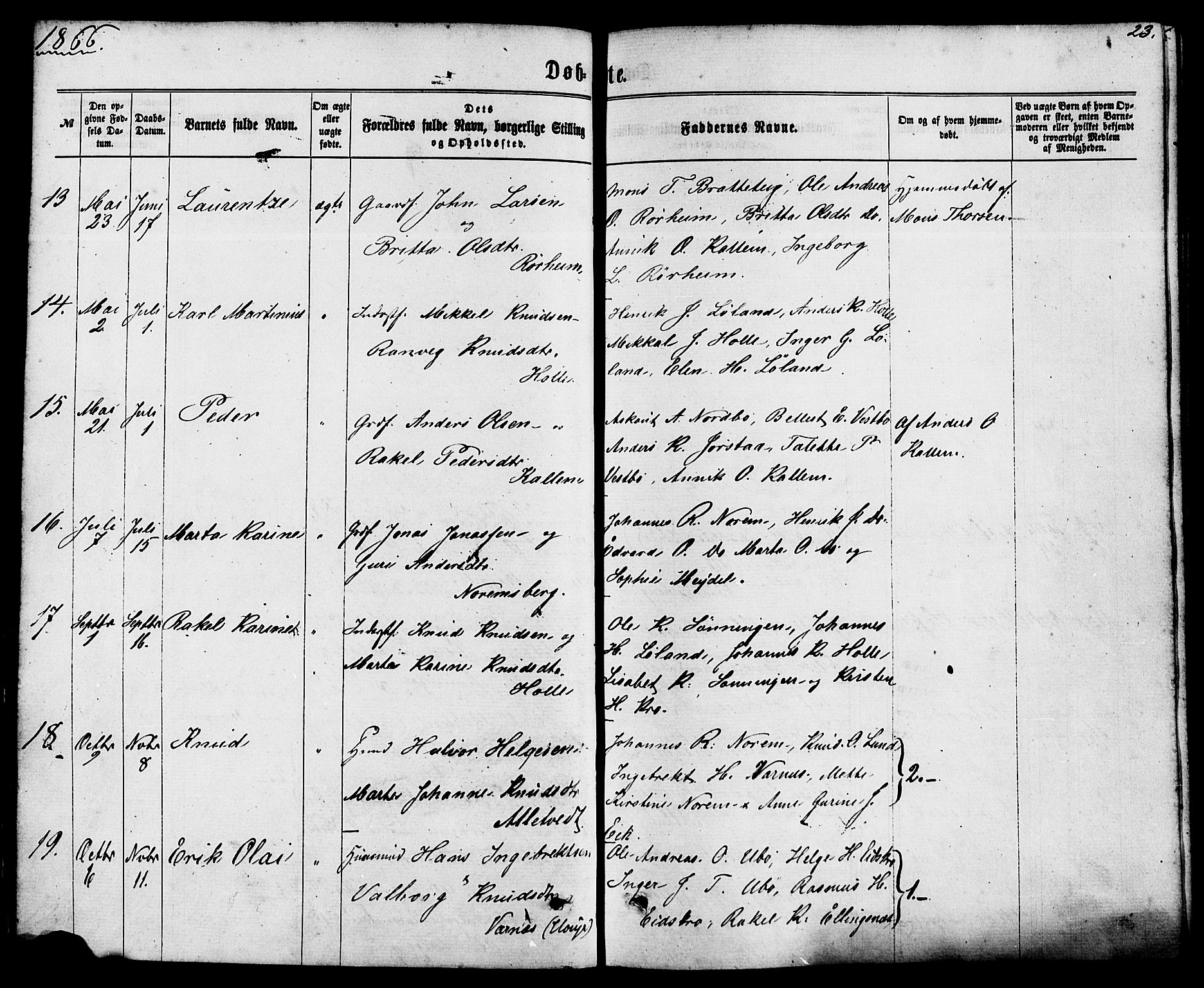 Nedstrand sokneprestkontor, AV/SAST-A-101841/01/IV: Parish register (official) no. A 10, 1861-1887, p. 23