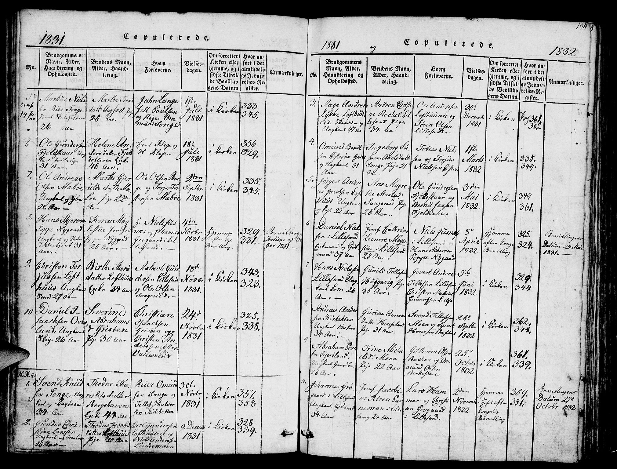 Vestre Moland sokneprestkontor, SAK/1111-0046/F/Fb/Fbb/L0001: Parish register (copy) no. B 1, 1816-1851, p. 194