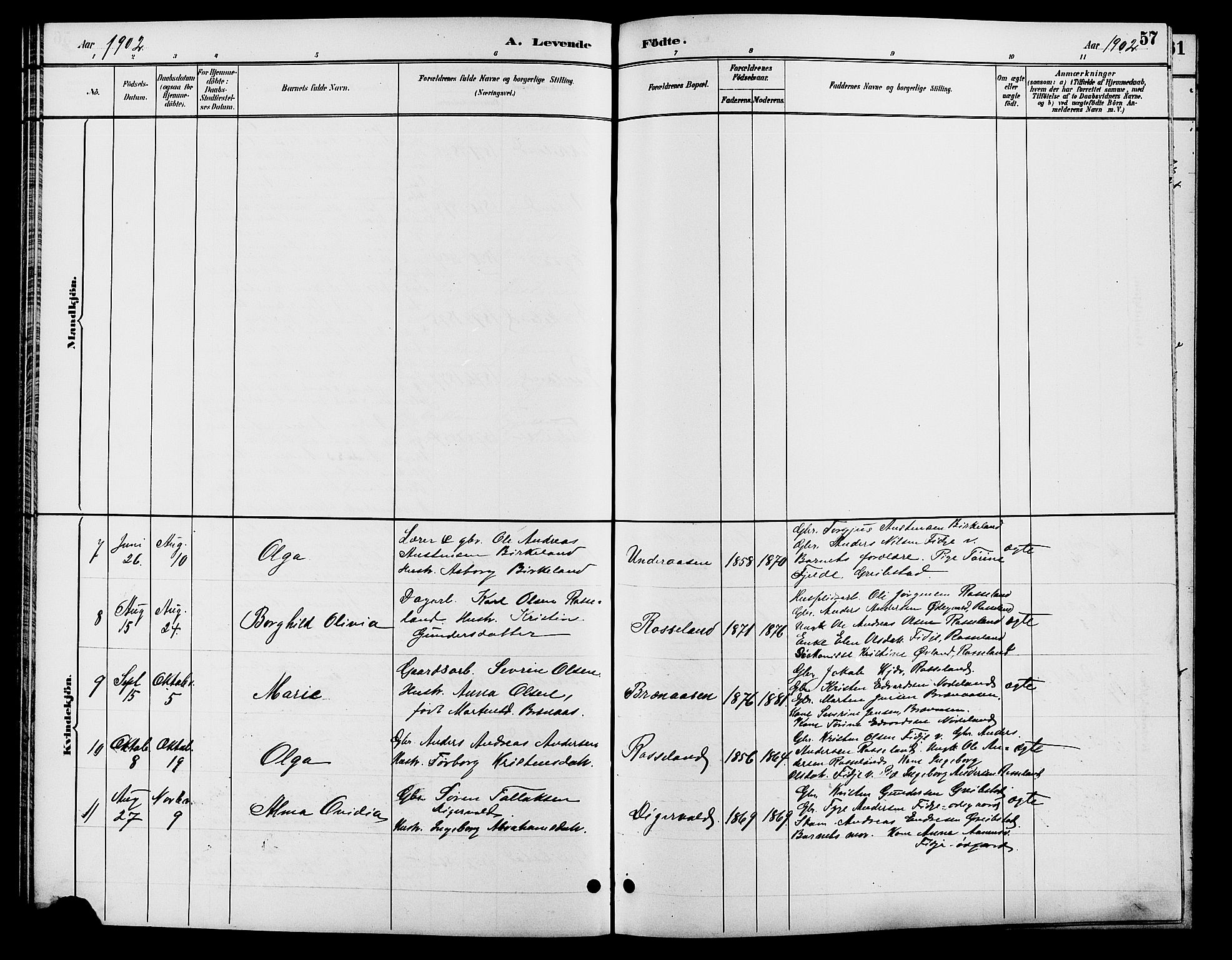 Søgne sokneprestkontor, SAK/1111-0037/F/Fb/Fba/L0004: Parish register (copy) no. B 4, 1888-1903, p. 57