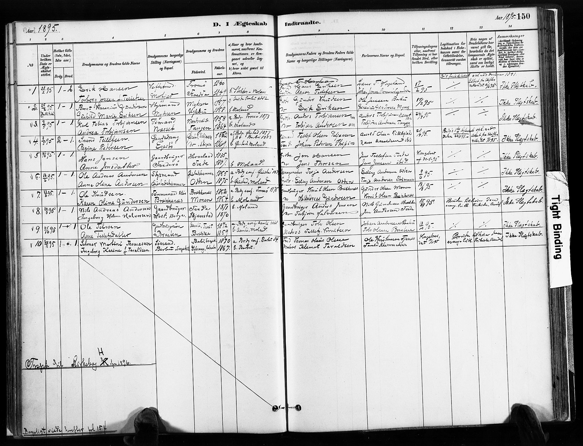Austre Moland sokneprestkontor, SAK/1111-0001/F/Fa/Faa/L0010: Parish register (official) no. A 10, 1880-1904, p. 150