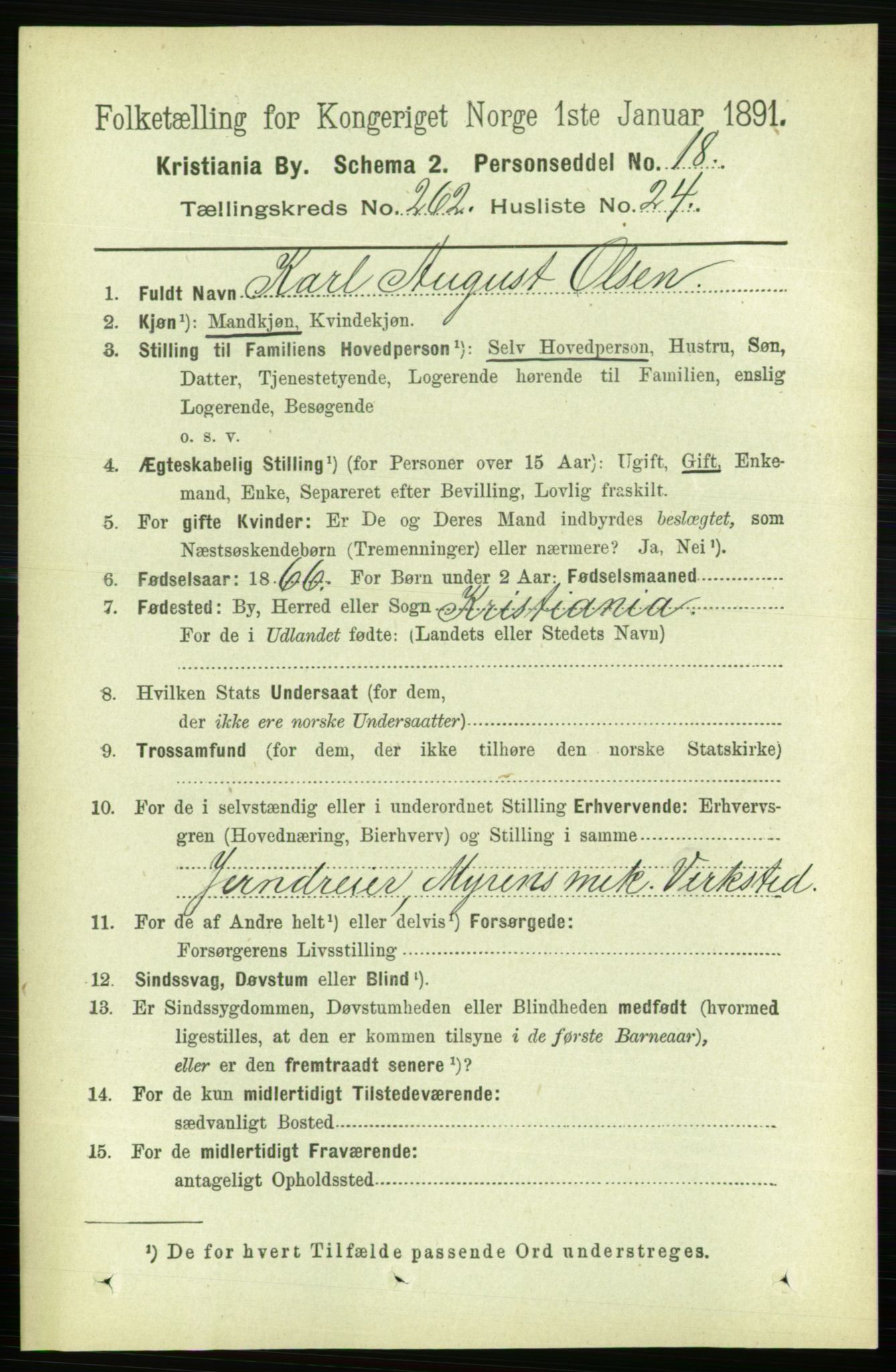 RA, 1891 census for 0301 Kristiania, 1891, p. 159462