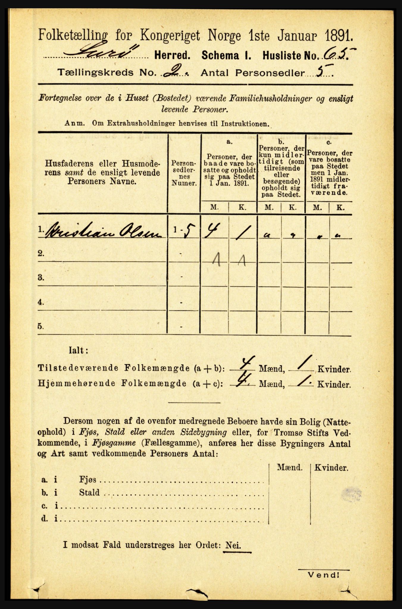 RA, 1891 census for 1834 Lurøy, 1891, p. 721