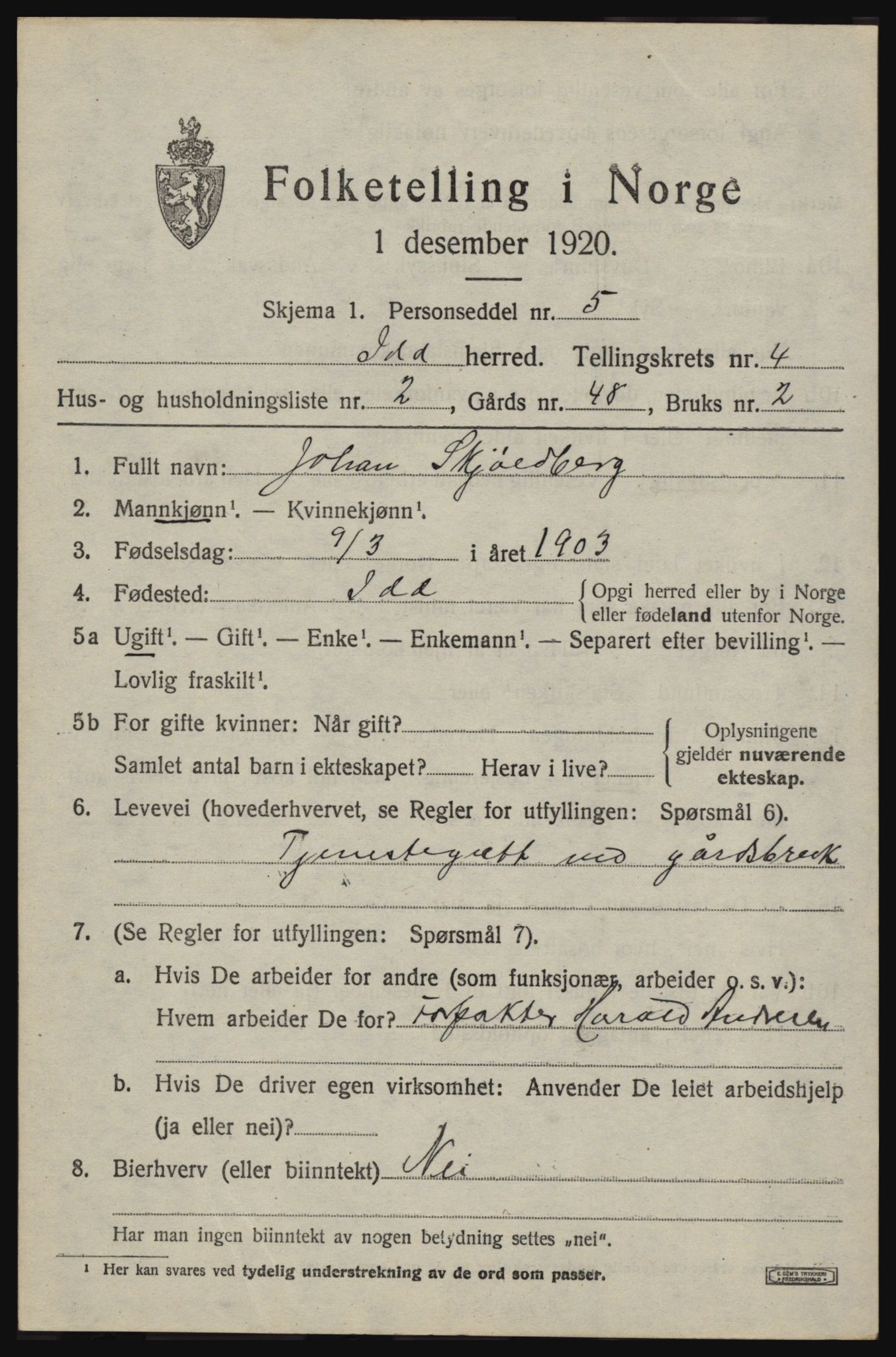 SAO, 1920 census for Idd, 1920, p. 5638