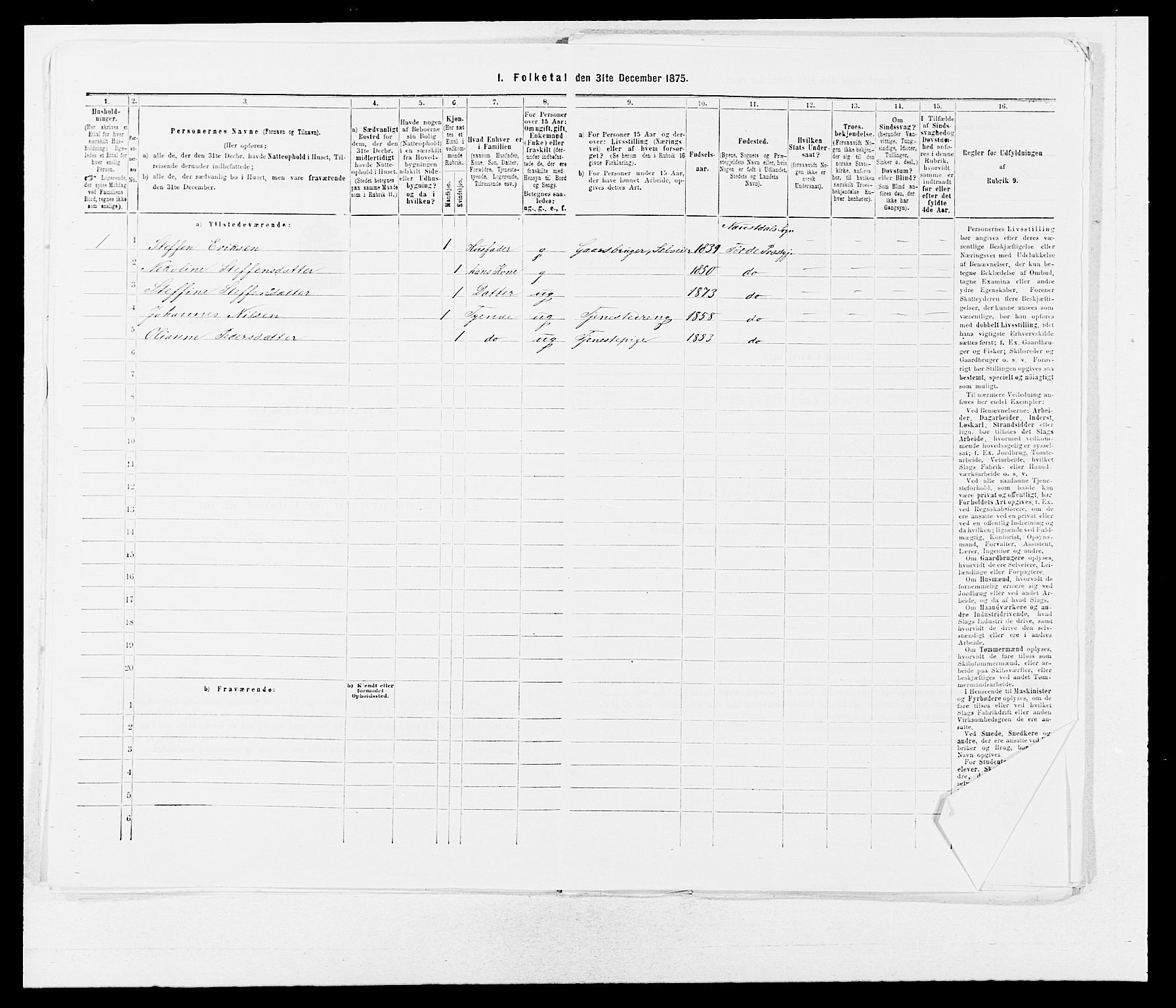 SAB, 1875 census for 1432P Førde, 1875, p. 1330