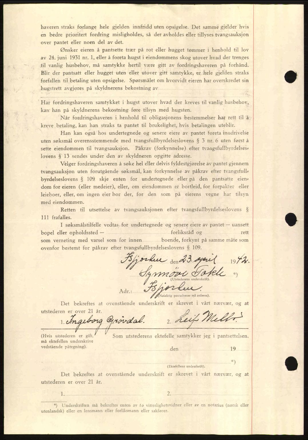 Romsdal sorenskriveri, AV/SAT-A-4149/1/2/2C: Mortgage book no. B2, 1939-1945, Diary no: : 886/1942