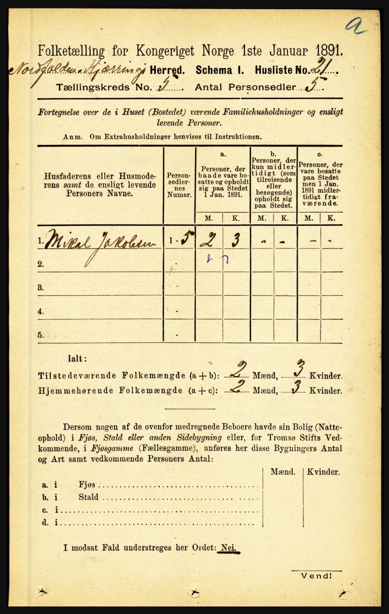 RA, 1891 census for 1846 Nordfold-Kjerringøy, 1891, p. 1147