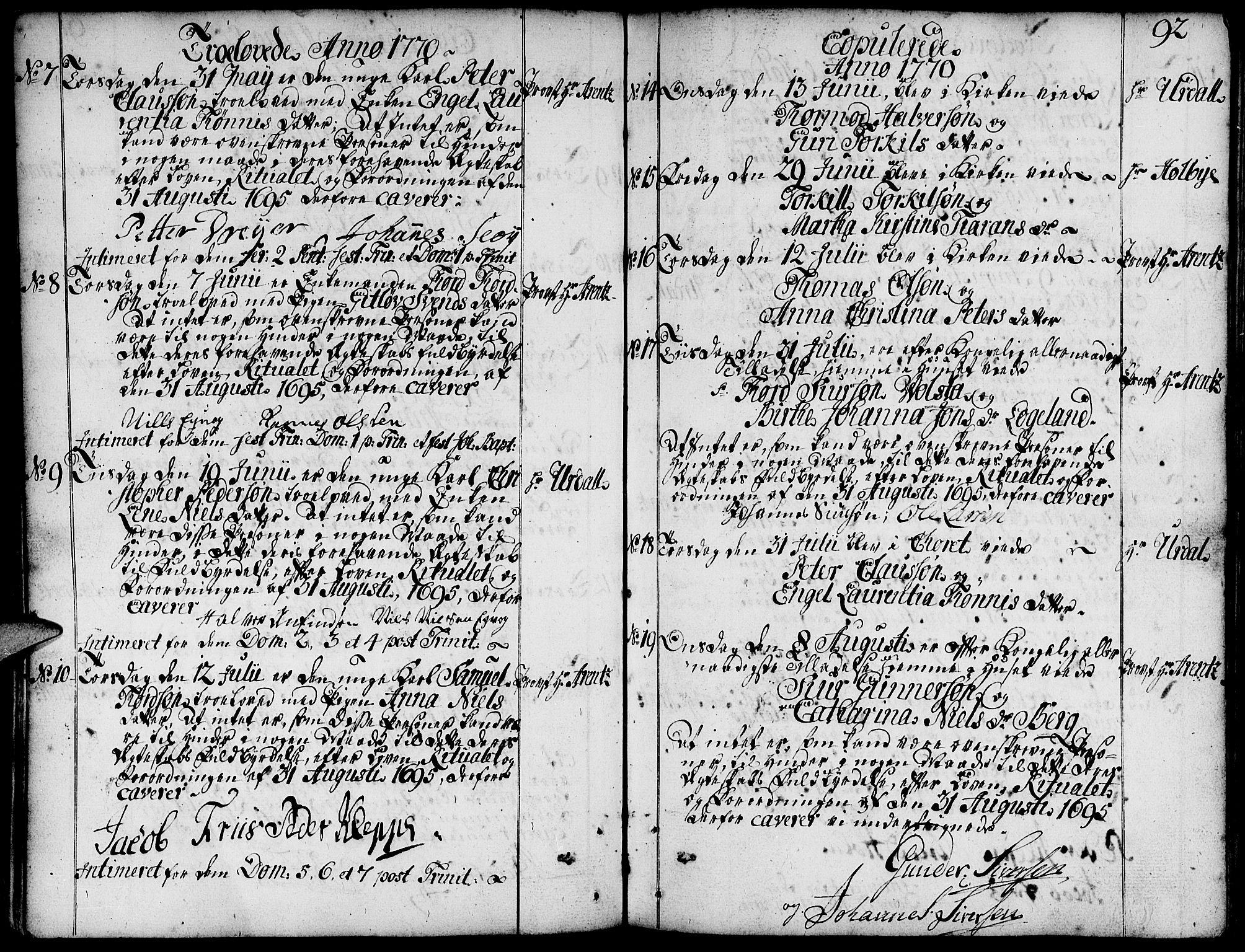 Domkirken sokneprestkontor, SAST/A-101812/001/30/30BA/L0004: Parish register (official) no. A 4, 1744-1782, p. 92