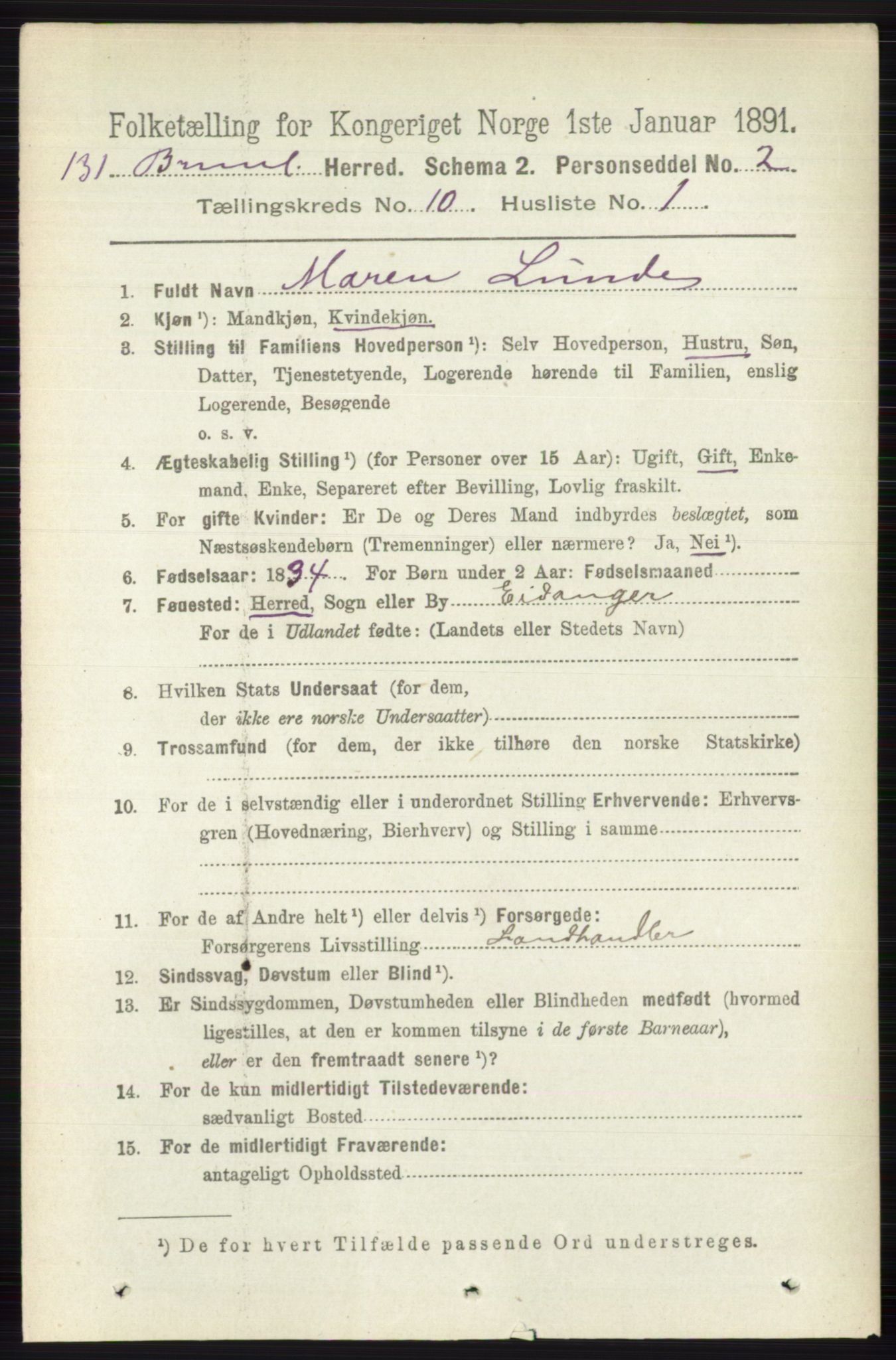 RA, 1891 census for 0726 Brunlanes, 1891, p. 4794