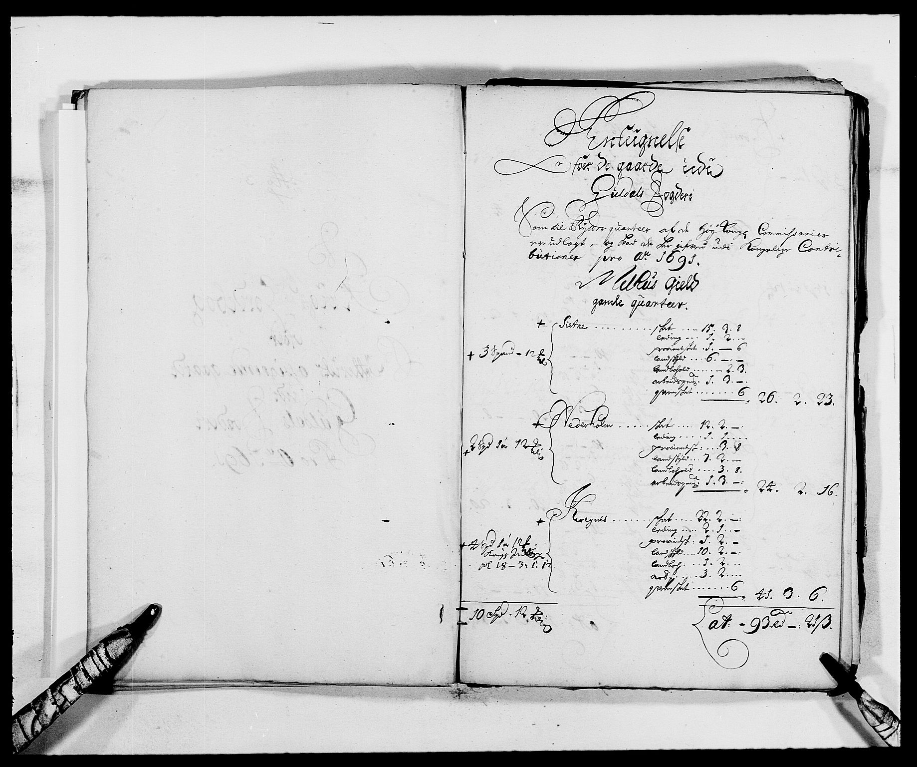 Rentekammeret inntil 1814, Reviderte regnskaper, Fogderegnskap, RA/EA-4092/R59/L3941: Fogderegnskap Gauldal, 1691, p. 181