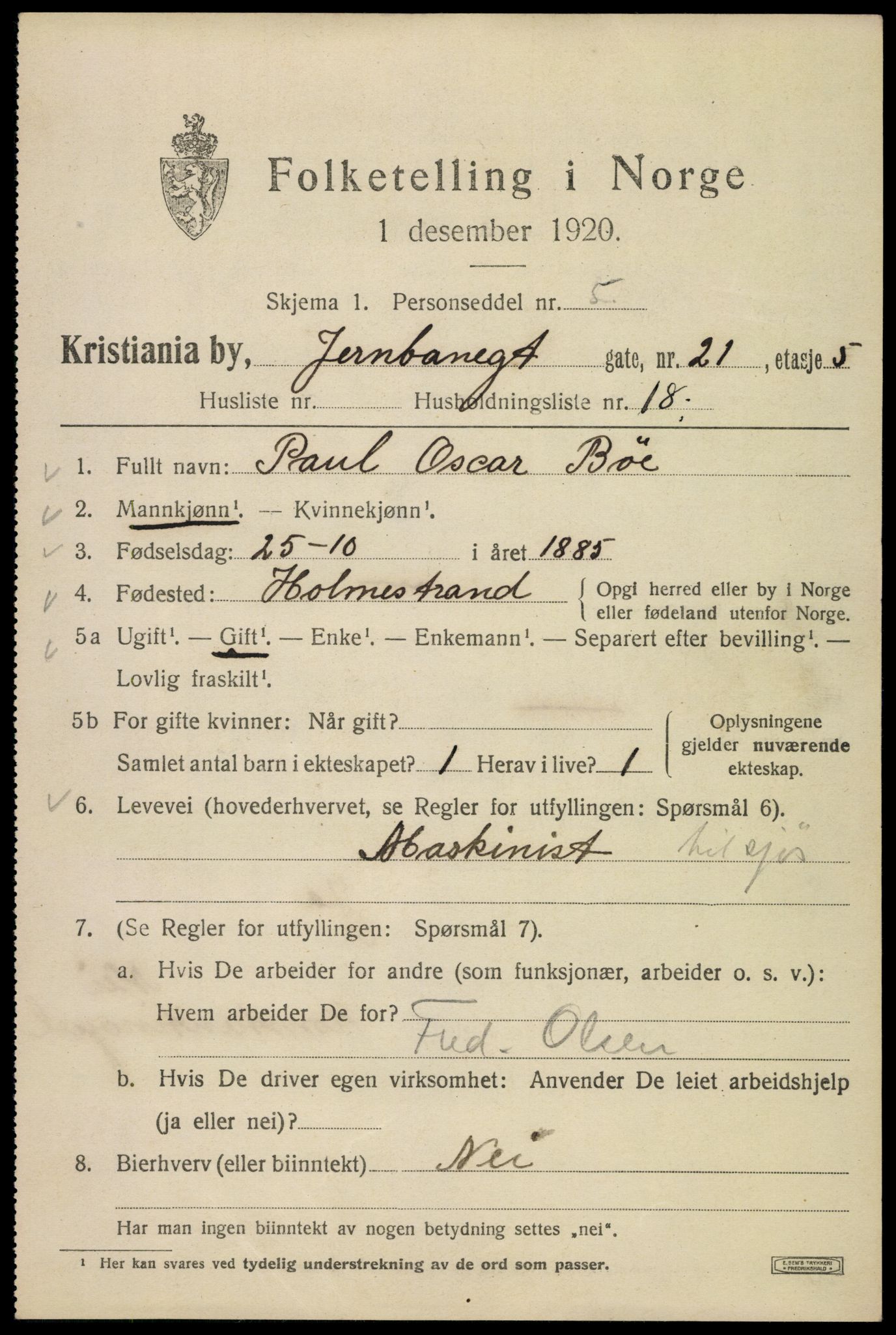 SAO, 1920 census for Kristiania, 1920, p. 323237