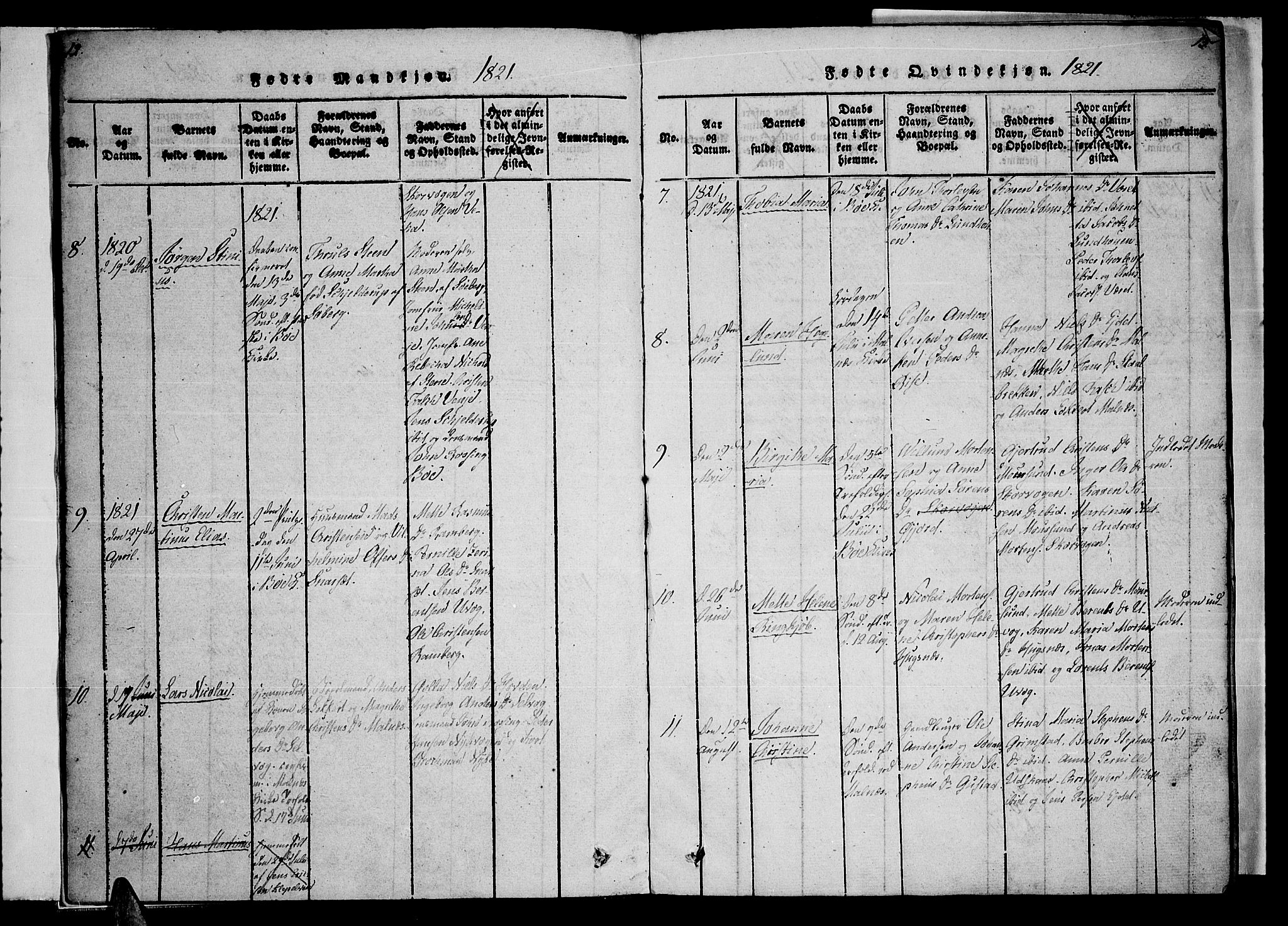 Ministerialprotokoller, klokkerbøker og fødselsregistre - Nordland, SAT/A-1459/891/L1298: Parish register (official) no. 891A03, 1820-1840, p. 12-13