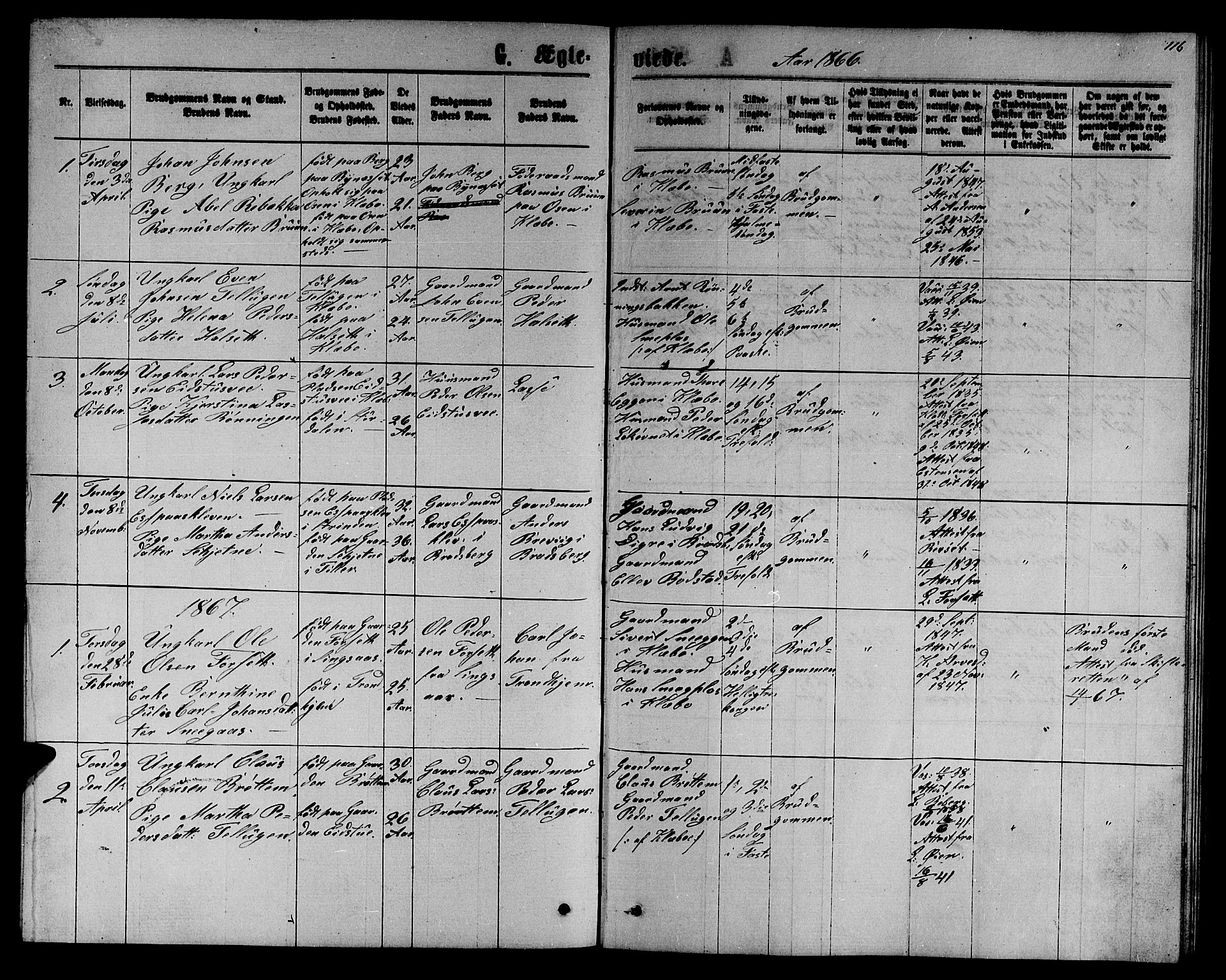 Ministerialprotokoller, klokkerbøker og fødselsregistre - Sør-Trøndelag, SAT/A-1456/618/L0451: Parish register (copy) no. 618C02, 1865-1883, p. 116