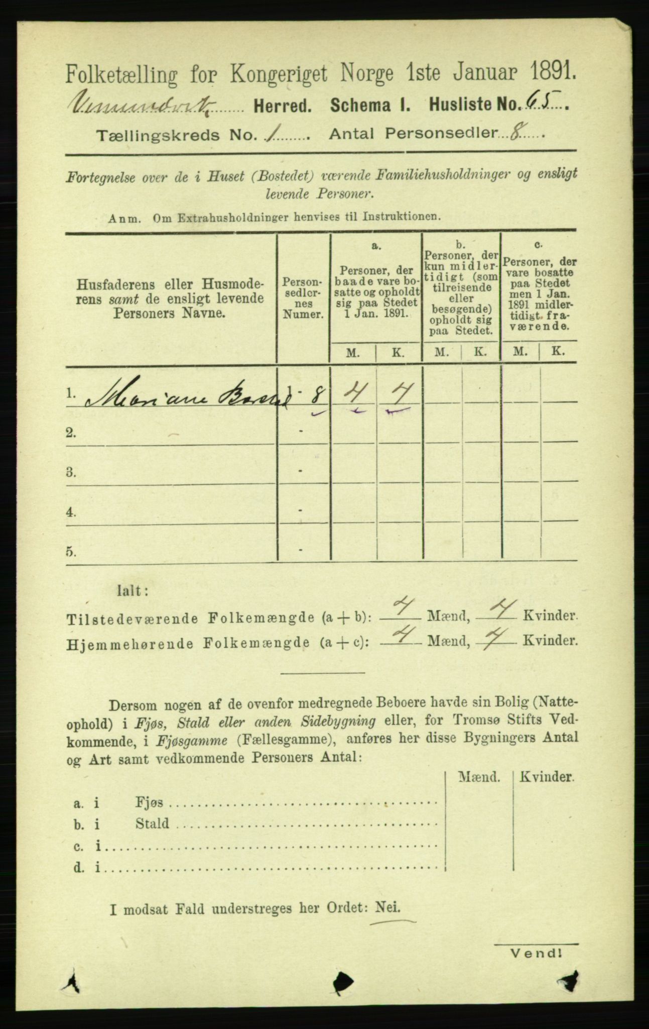 RA, 1891 census for 1745 Vemundvik, 1891, p. 77