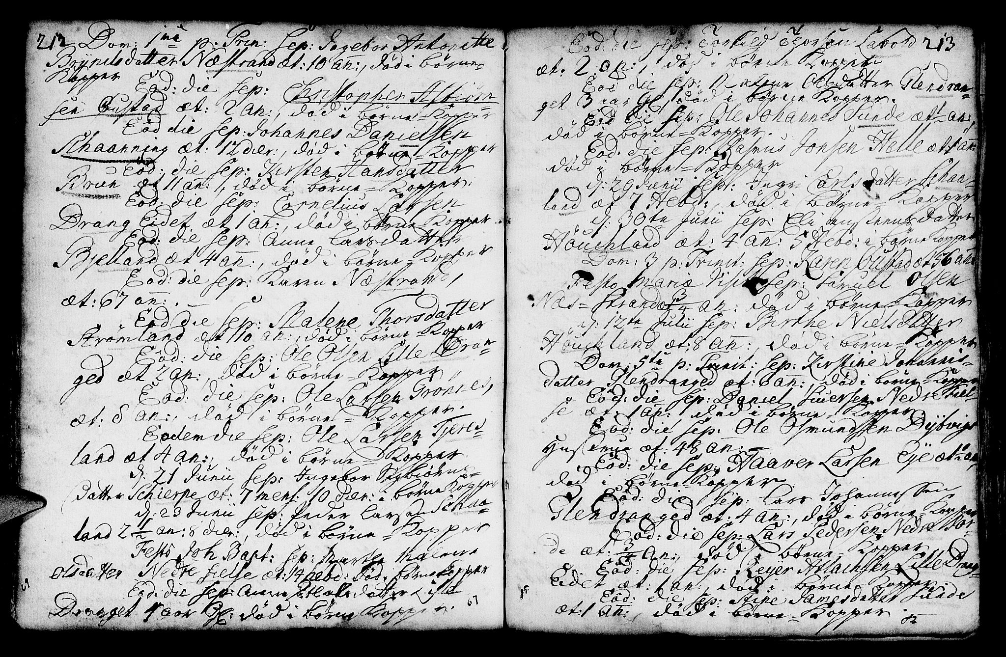 Lund sokneprestkontor, AV/SAST-A-101809/S06/L0002: Parish register (official) no. A 2, 1738-1760, p. 212-213