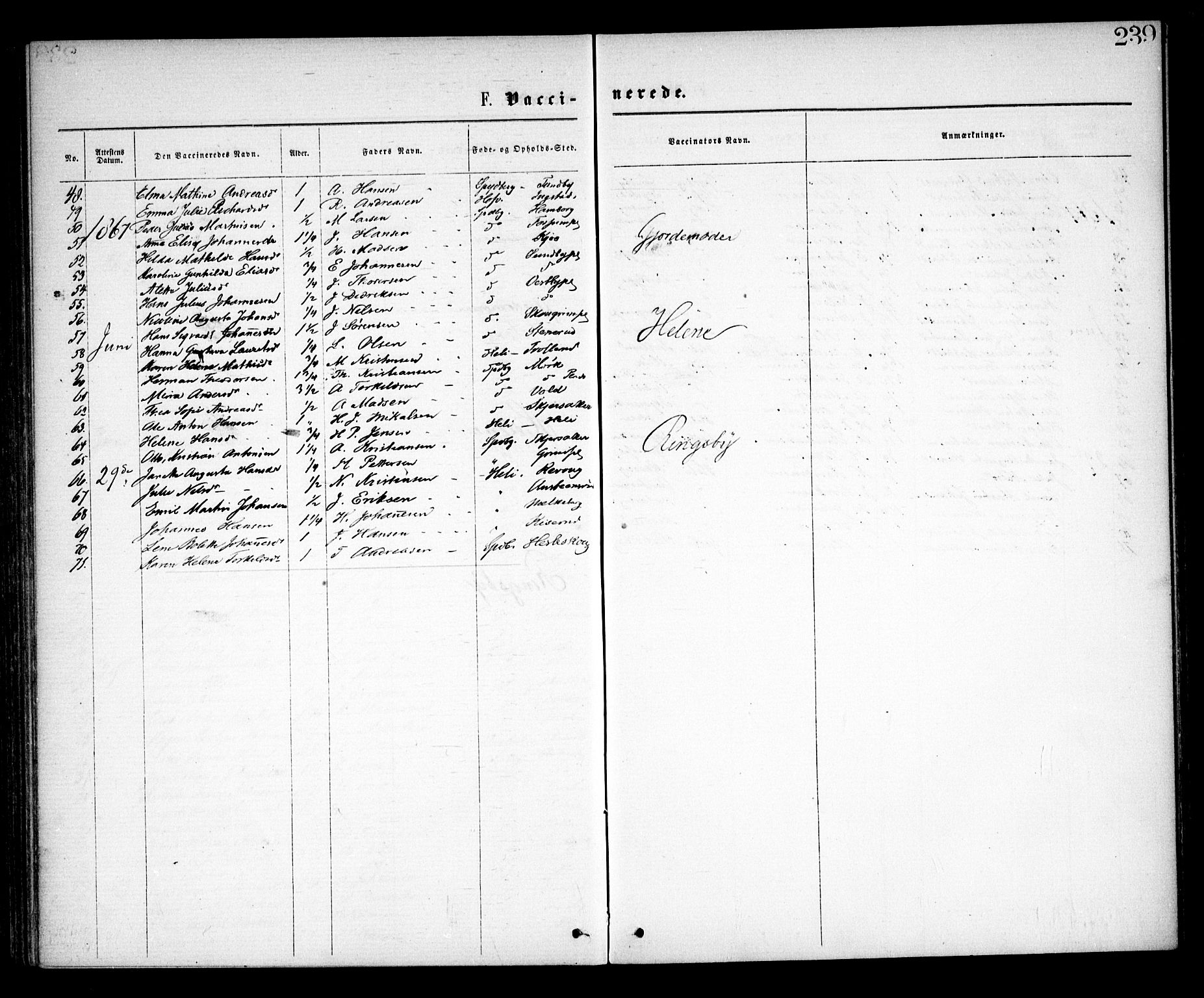 Spydeberg prestekontor Kirkebøker, SAO/A-10924/F/Fa/L0006: Parish register (official) no. I 6, 1863-1874, p. 239