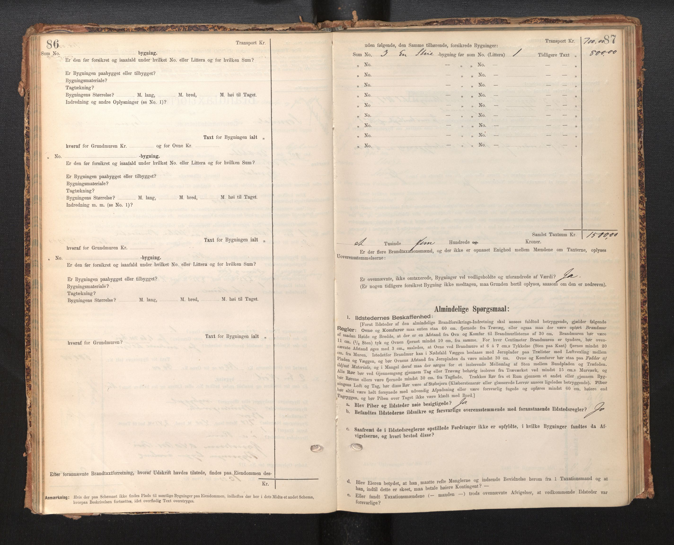 Lensmannen i Sogndal, SAB/A-29901/0012/L0009: Branntakstprotokoll, skjematakst, 1901-1914, p. 86-87