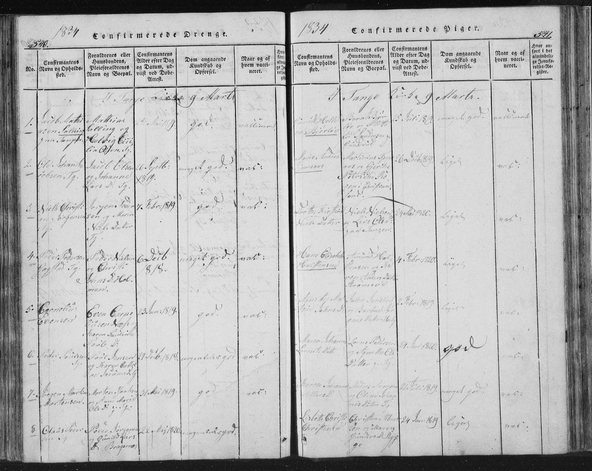 Strømsø kirkebøker, AV/SAKO-A-246/F/Fb/L0004: Parish register (official) no. II 4, 1814-1843, p. 540-541