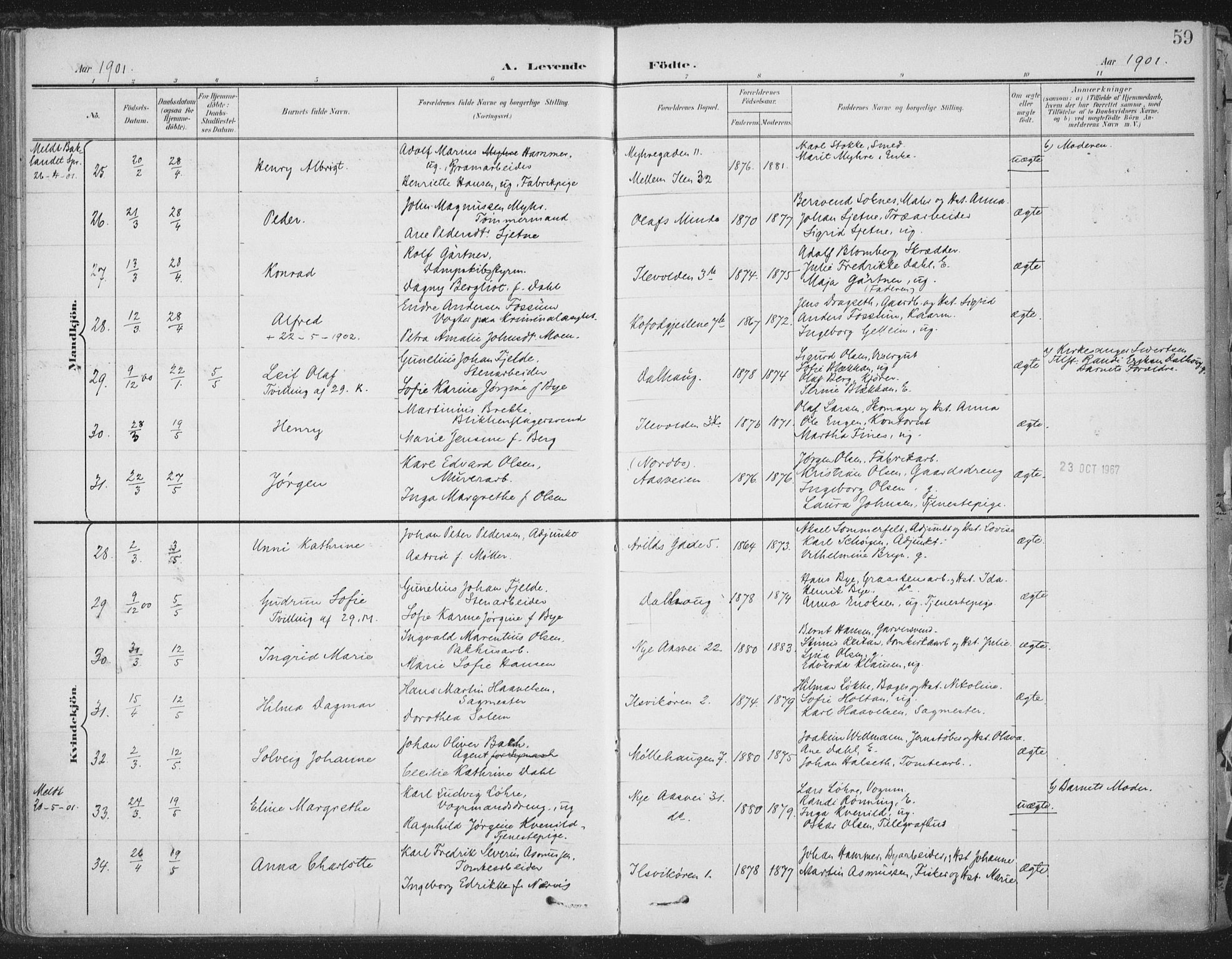 Ministerialprotokoller, klokkerbøker og fødselsregistre - Sør-Trøndelag, SAT/A-1456/603/L0167: Parish register (official) no. 603A06, 1896-1932, p. 59