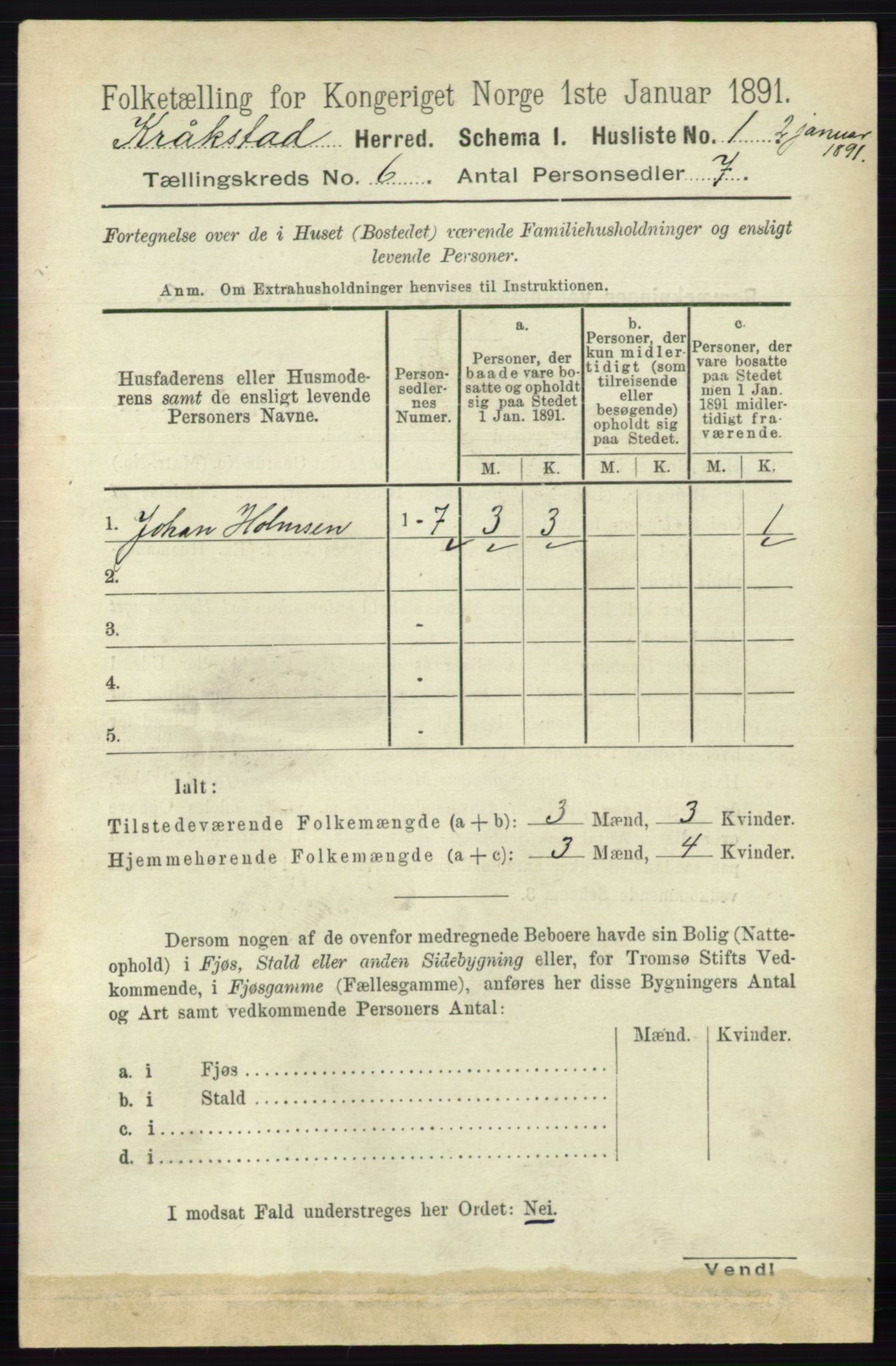 RA, 1891 census for 0212 Kråkstad, 1891, p. 2933