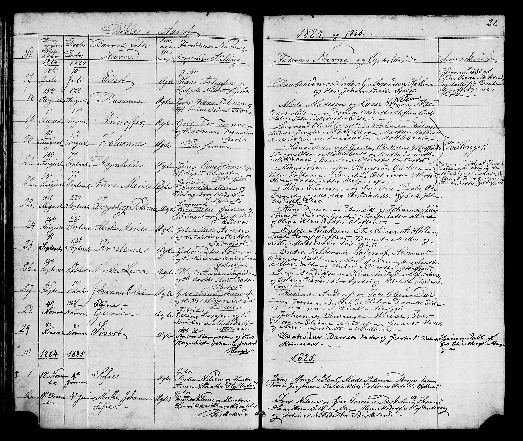 Hyllestad sokneprestembete, SAB/A-80401: Parish register (copy) no. A 2, 1876-1906, p. 21