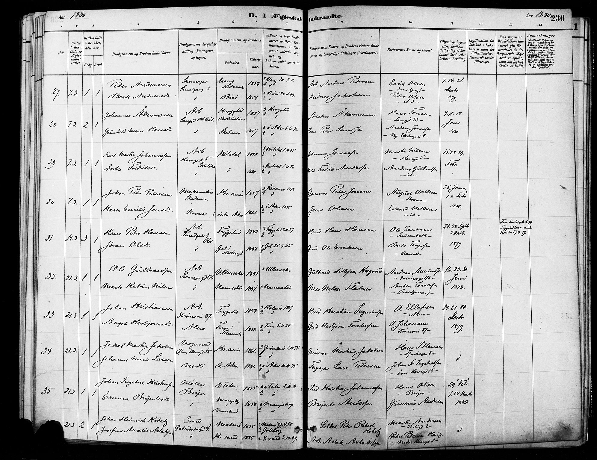 Østre Aker prestekontor Kirkebøker, AV/SAO-A-10840/F/Fa/L0006: Parish register (official) no. I 5, 1879-1882, p. 236