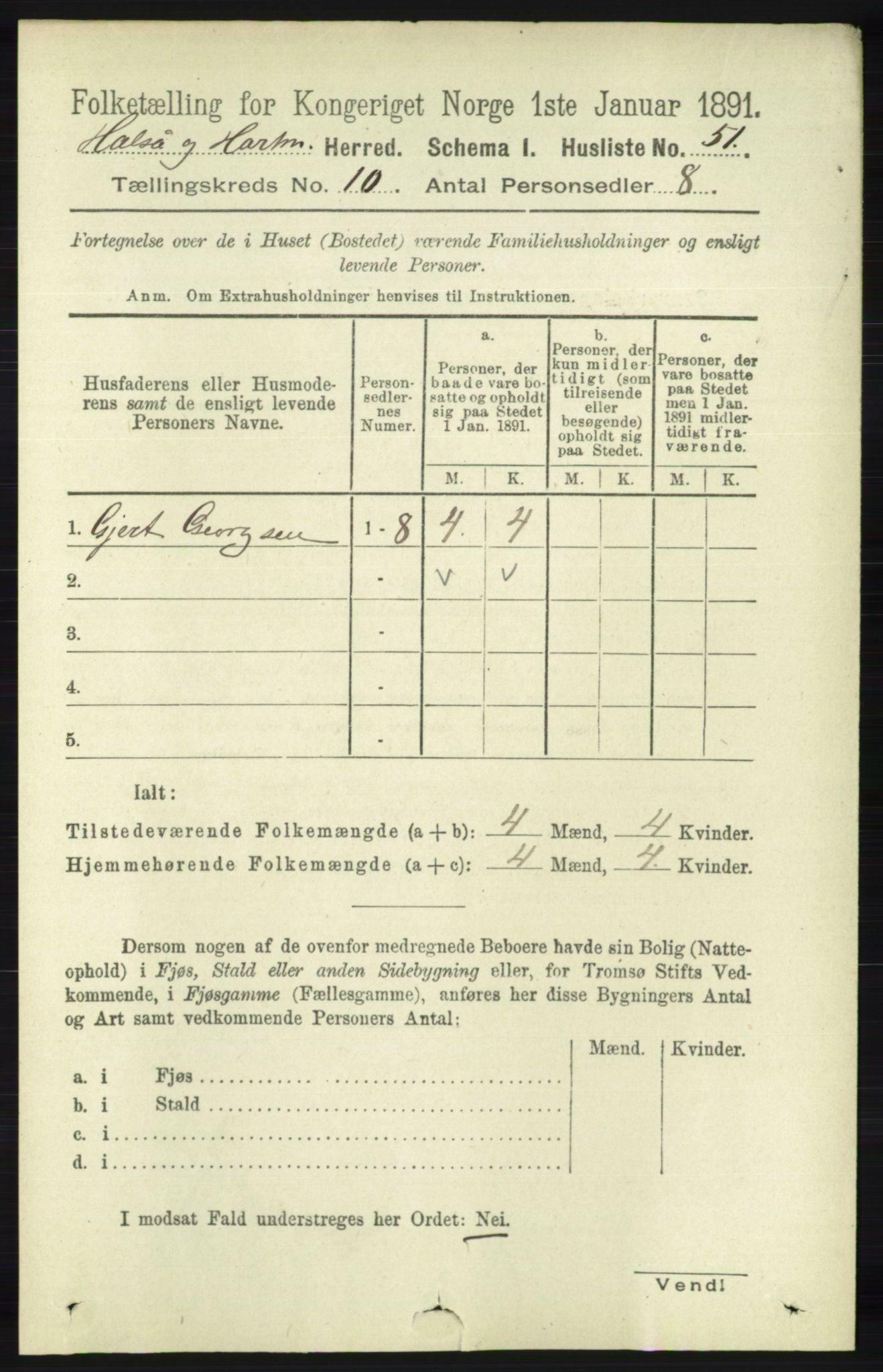 RA, 1891 census for 1019 Halse og Harkmark, 1891, p. 3754