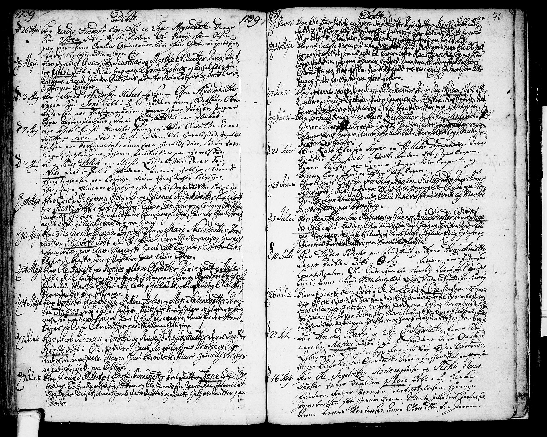 Rakkestad prestekontor Kirkebøker, AV/SAO-A-2008/F/Fa/L0001: Parish register (official) no. I 1, 1722-1740, p. 76