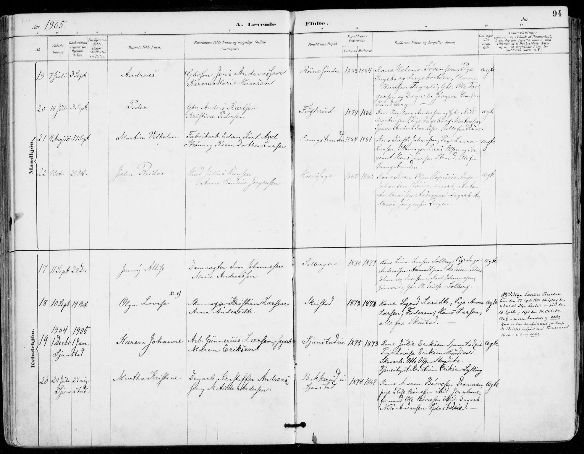 Sylling kirkebøker, SAKO/A-247/F/Fa/L0001: Parish register (official) no. 1, 1883-1910, p. 94