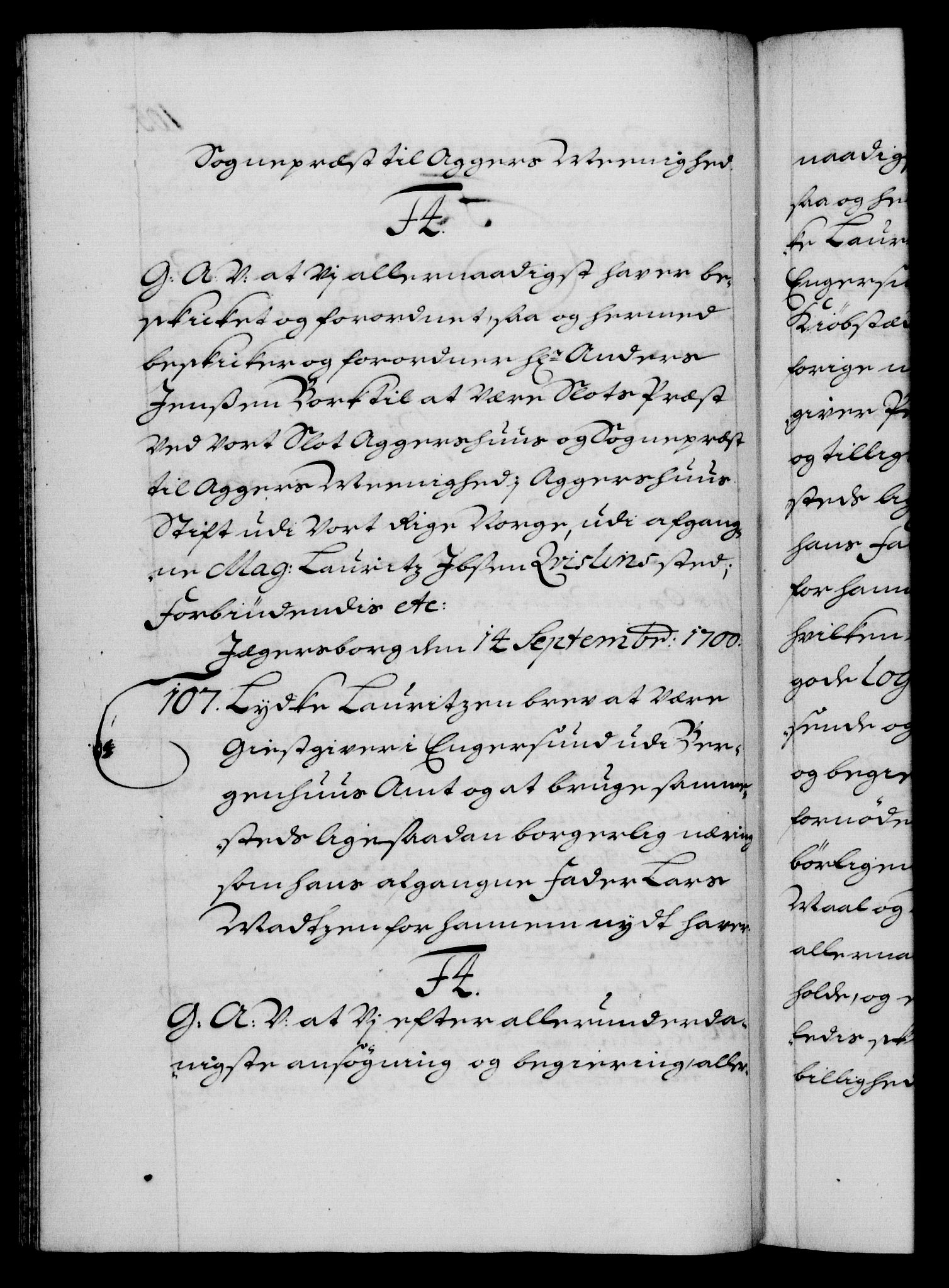 Danske Kanselli 1572-1799, AV/RA-EA-3023/F/Fc/Fca/Fcaa/L0018: Norske registre, 1699-1703, p. 105b