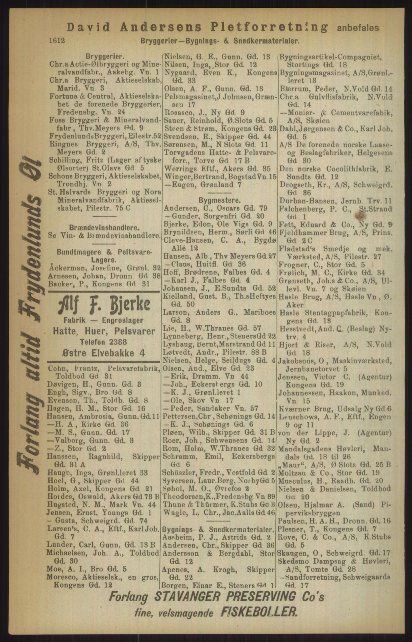 Kristiania/Oslo adressebok, PUBL/-, 1911, p. 1612