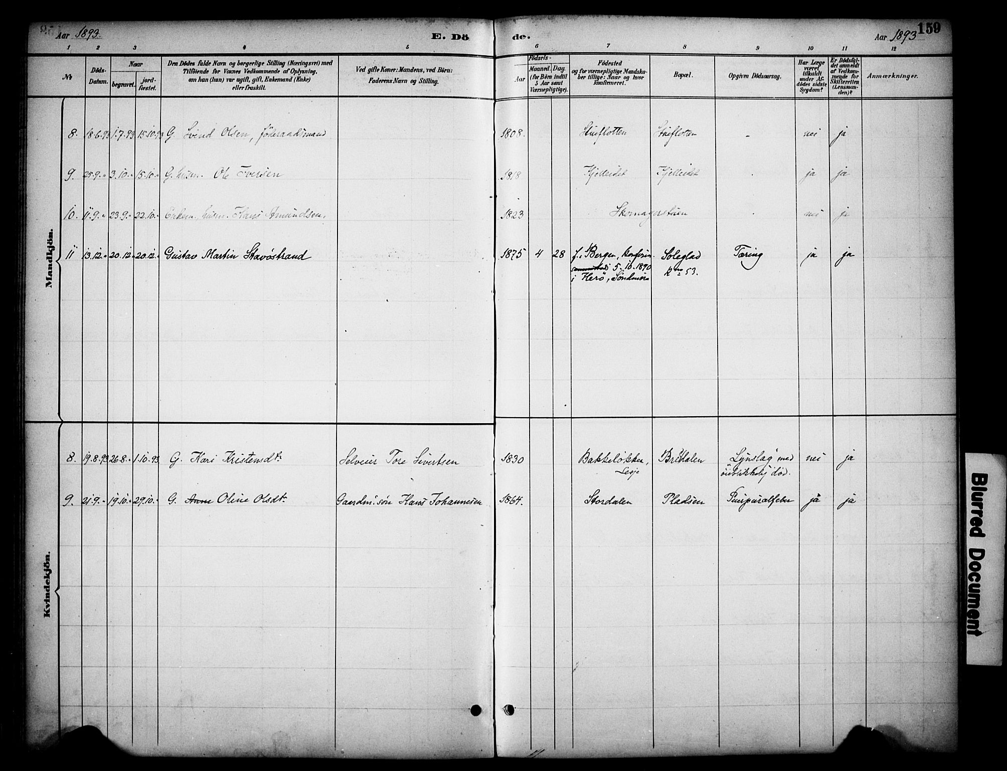 Dovre prestekontor, SAH/PREST-066/H/Ha/Haa/L0003: Parish register (official) no. 3, 1891-1901, p. 159
