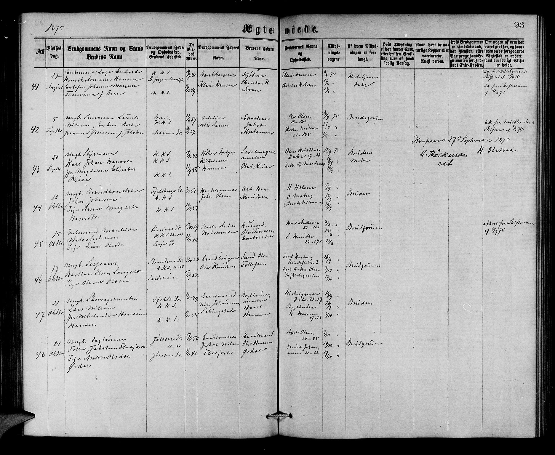 Korskirken sokneprestembete, AV/SAB-A-76101/H/Hab: Parish register (copy) no. D 2, 1867-1886, p. 93