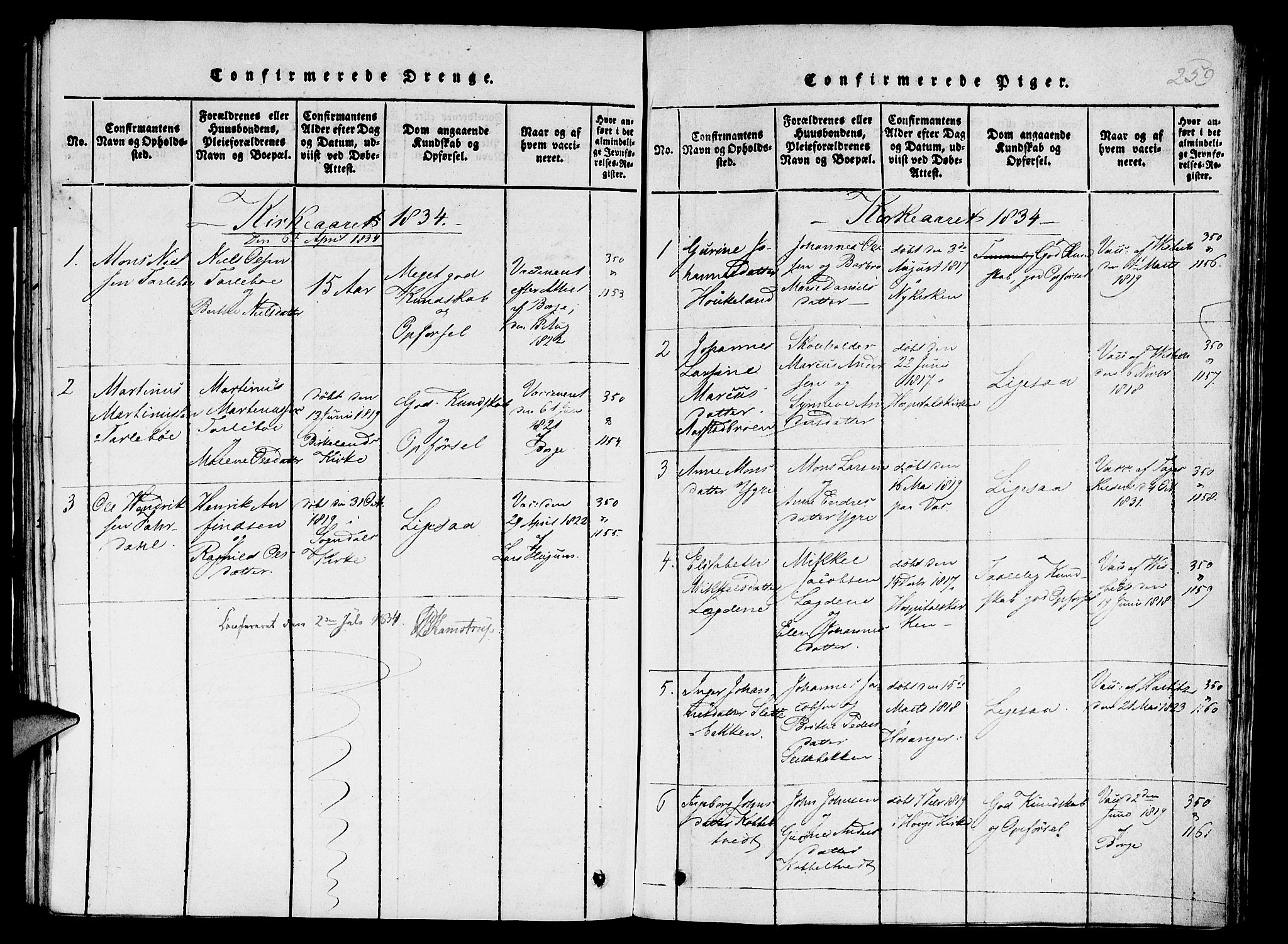 St. Jørgens hospital og Årstad sokneprestembete, SAB/A-99934: Parish register (copy) no. A 1, 1816-1843, p. 259