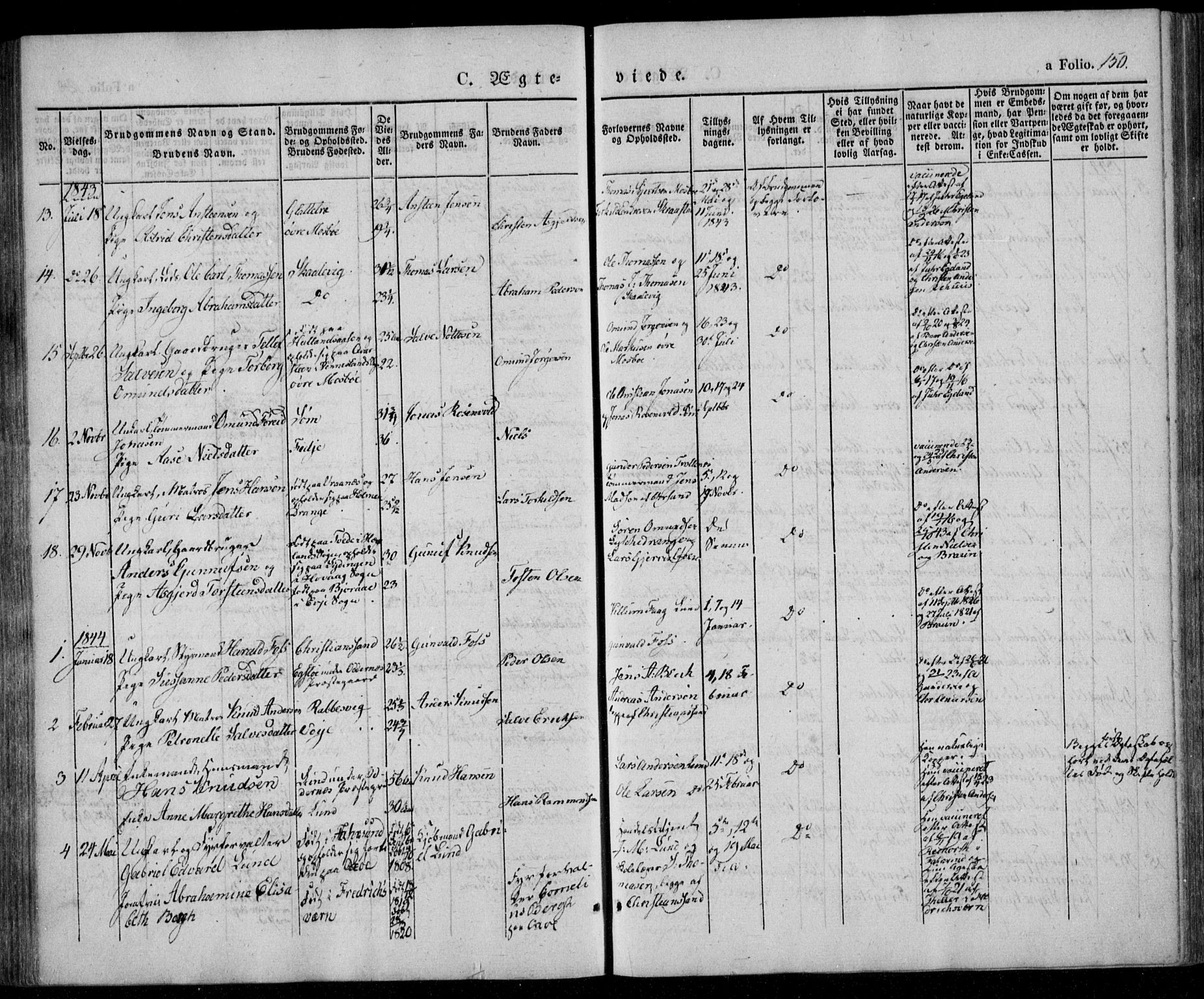 Oddernes sokneprestkontor, SAK/1111-0033/F/Fa/Faa/L0006: Parish register (official) no. A 6, 1838-1851, p. 150