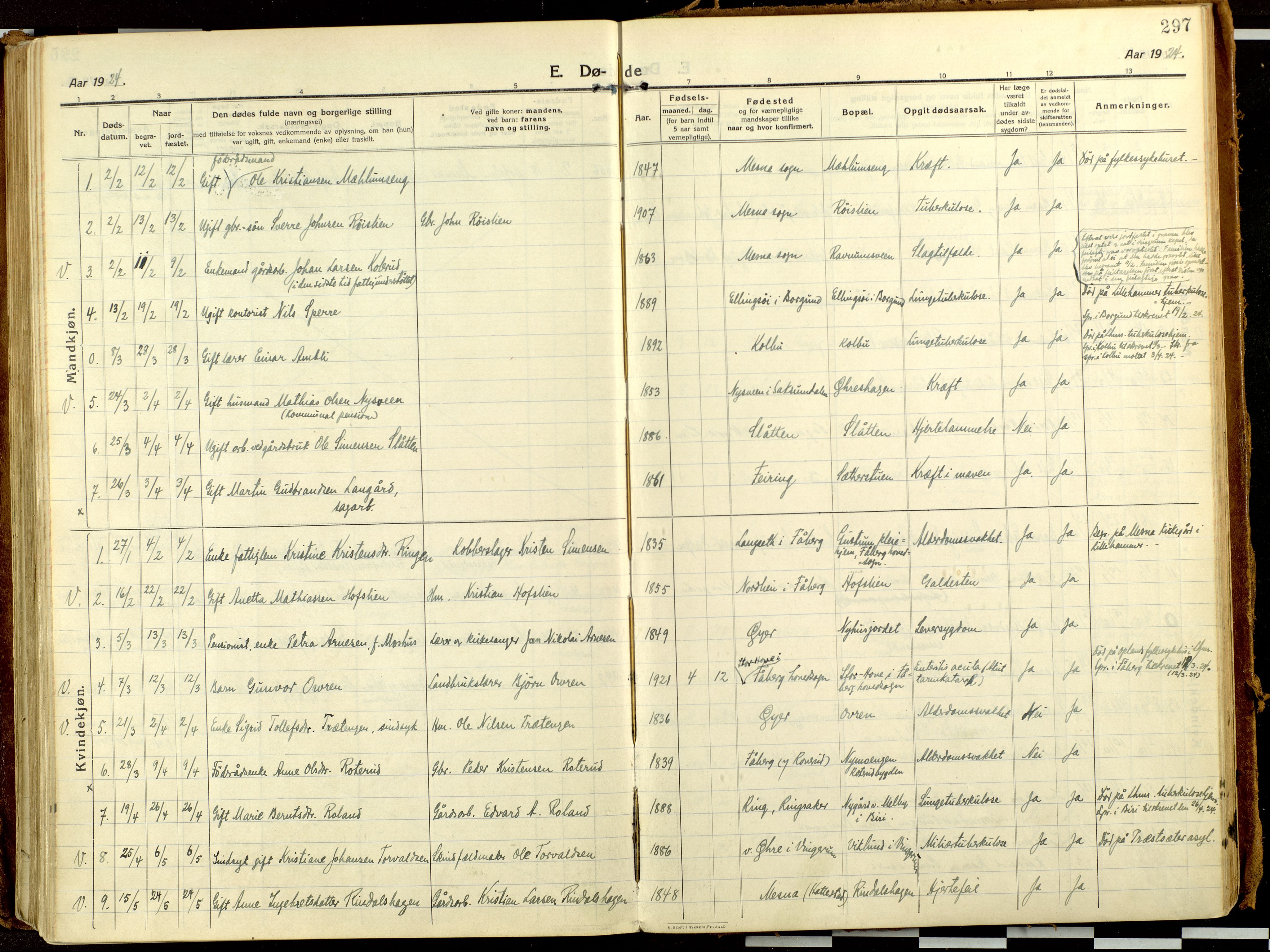 Fåberg prestekontor, AV/SAH-PREST-086/H/Ha/Haa/L0013: Parish register (official) no. 13, 1913-1928, p. 297