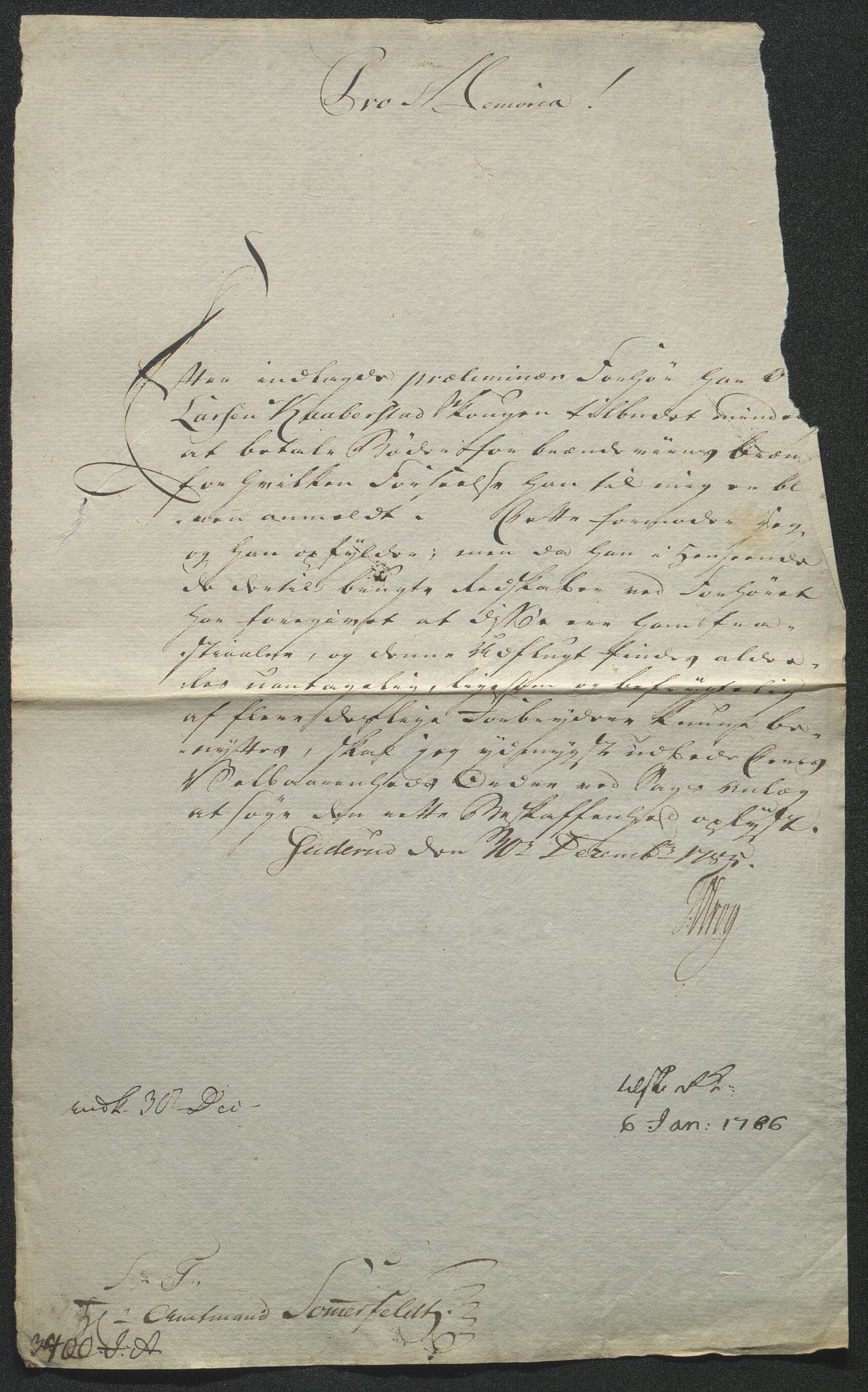 Fylkesmannen i Oppland, SAH/FYO-002/1/D/Dl/L0509B: Brev fra fogden i Toten, 1785-1786, p. 250