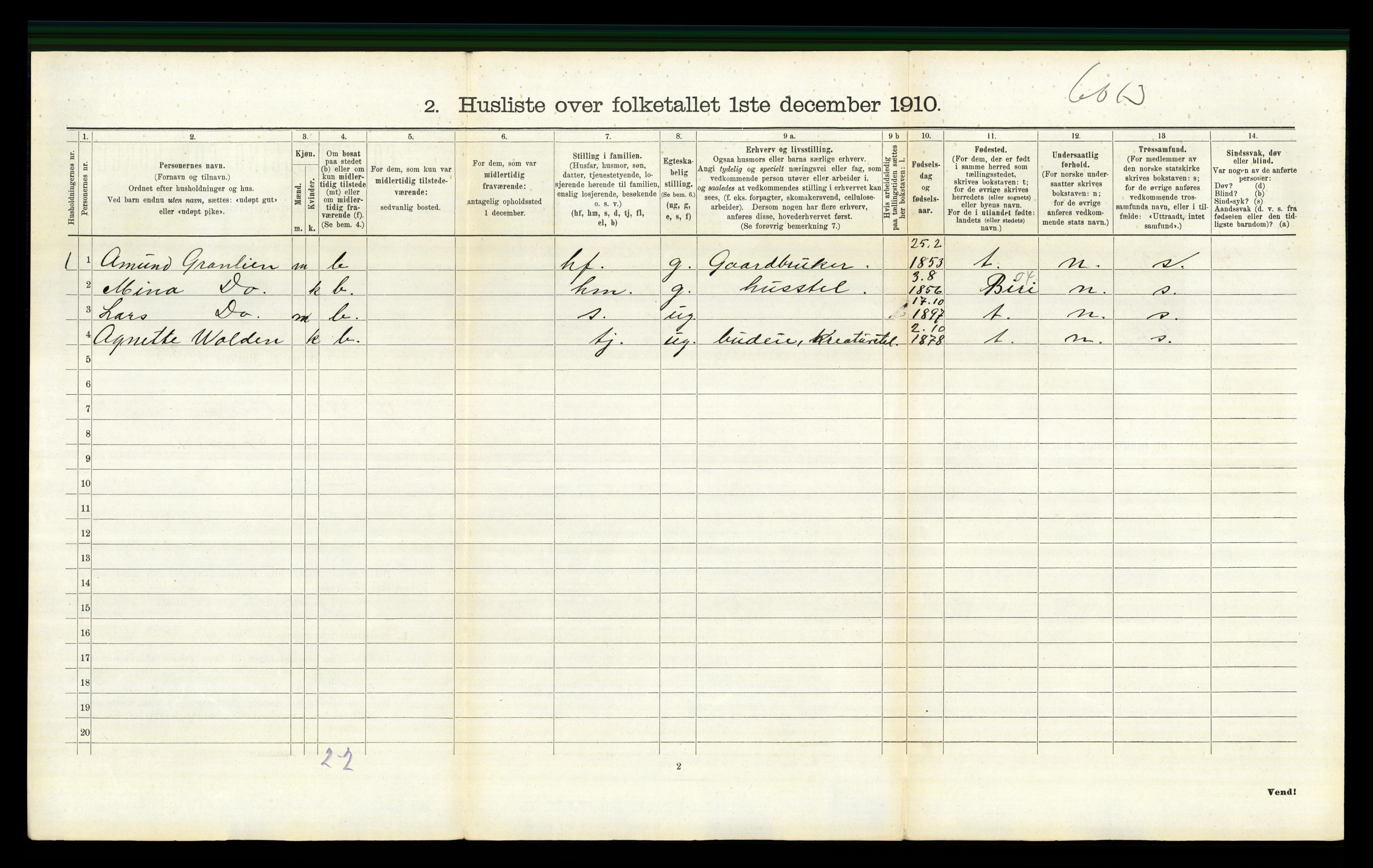 RA, 1910 census for Østre Gausdal, 1910, p. 833