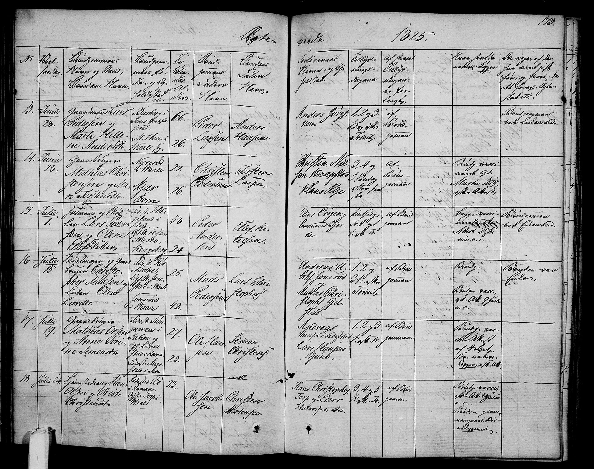 Våle kirkebøker, AV/SAKO-A-334/F/Fa/L0008: Parish register (official) no. I 8, 1824-1844, p. 173