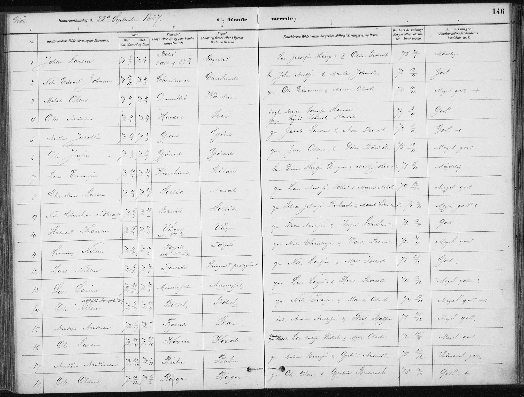 Ministerialprotokoller, klokkerbøker og fødselsregistre - Møre og Romsdal, AV/SAT-A-1454/586/L0987: Parish register (official) no. 586A13, 1879-1892, p. 146