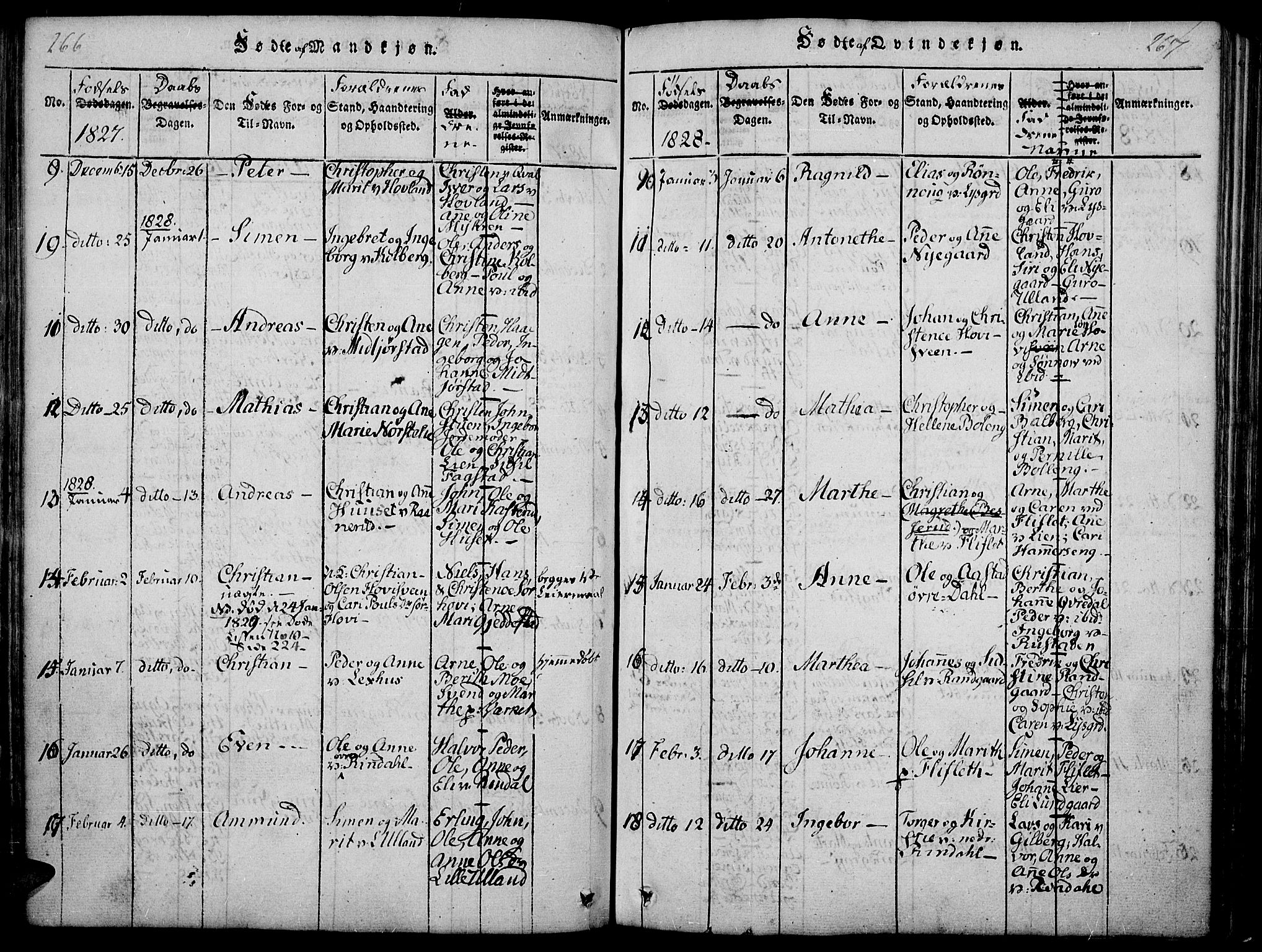 Fåberg prestekontor, SAH/PREST-086/H/Ha/Haa/L0003: Parish register (official) no. 3, 1818-1833, p. 266-267