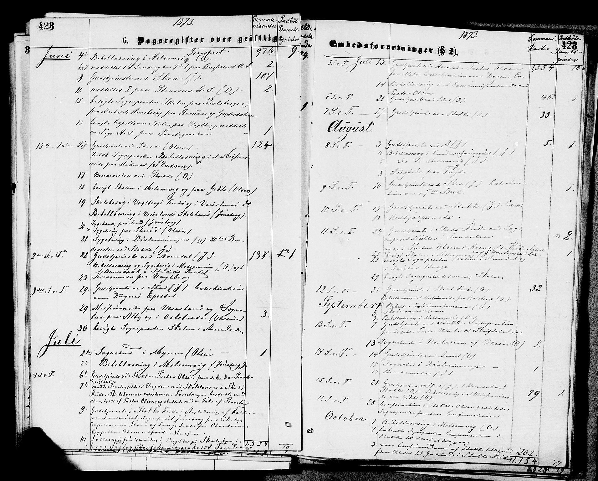 Stokke kirkebøker, AV/SAKO-A-320/F/Fa/L0009: Parish register (official) no. I 9, 1872-1883, p. 423