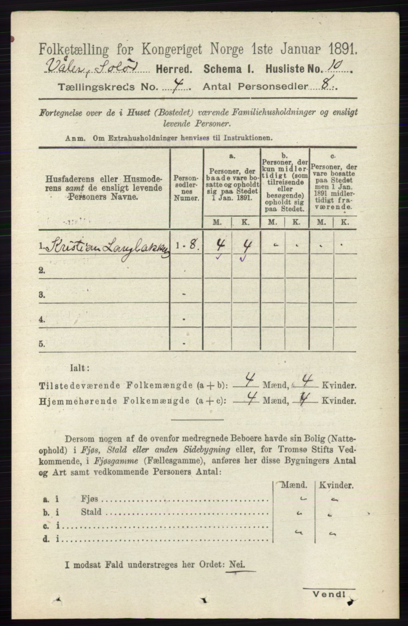 RA, 1891 census for 0426 Våler, 1891, p. 1415