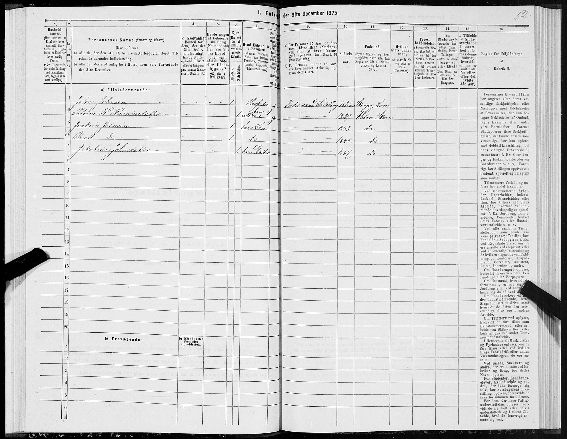 SAT, 1875 census for 1529P Skodje, 1875, p. 3052